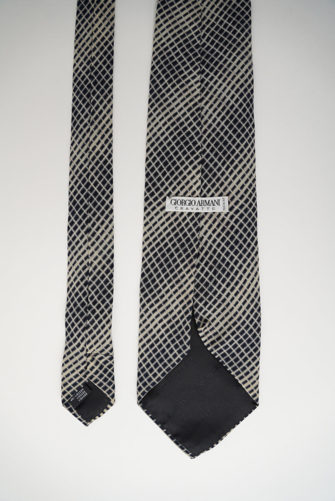Giorgio Armani Beige and Black Checkered Tie