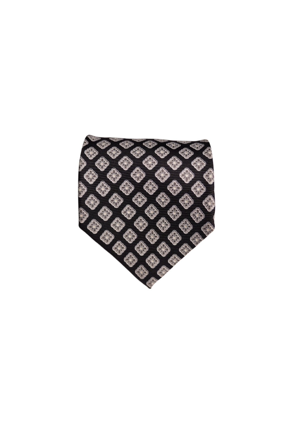 Hugo Boss Black and White Flower Dotted Silk Tie