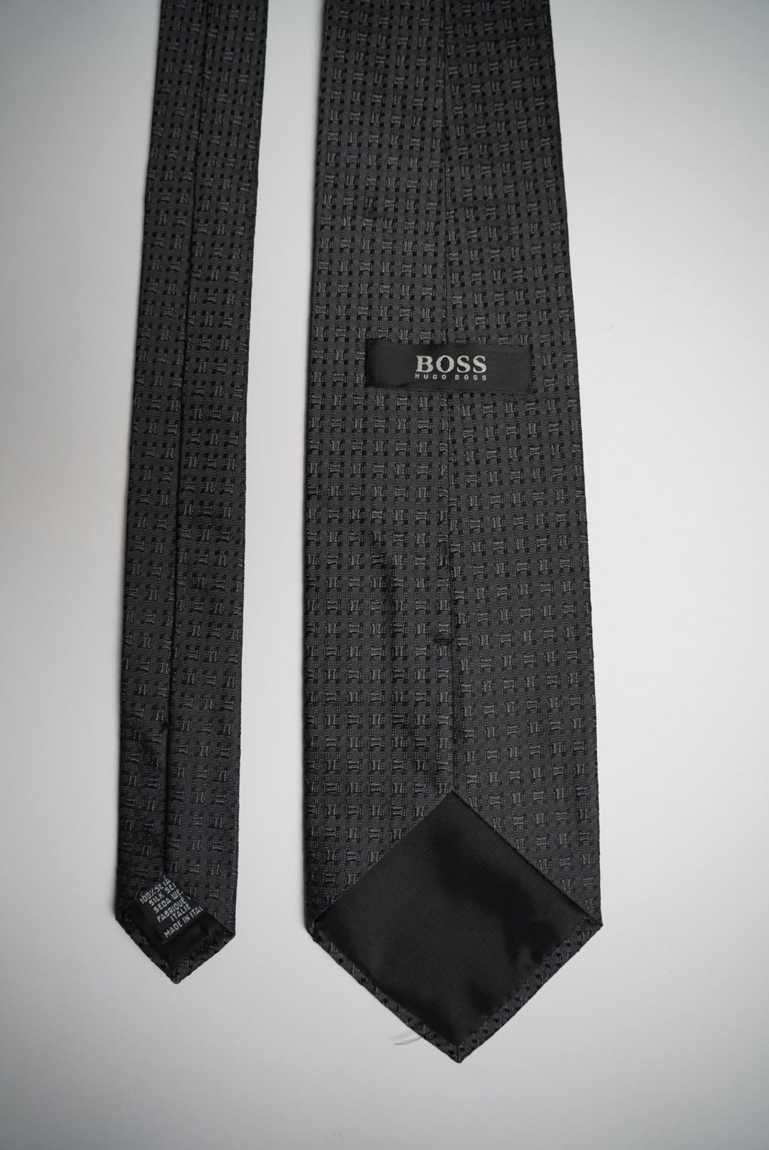 Hugo Boss Dark Grey Square Dotted Silk Tie