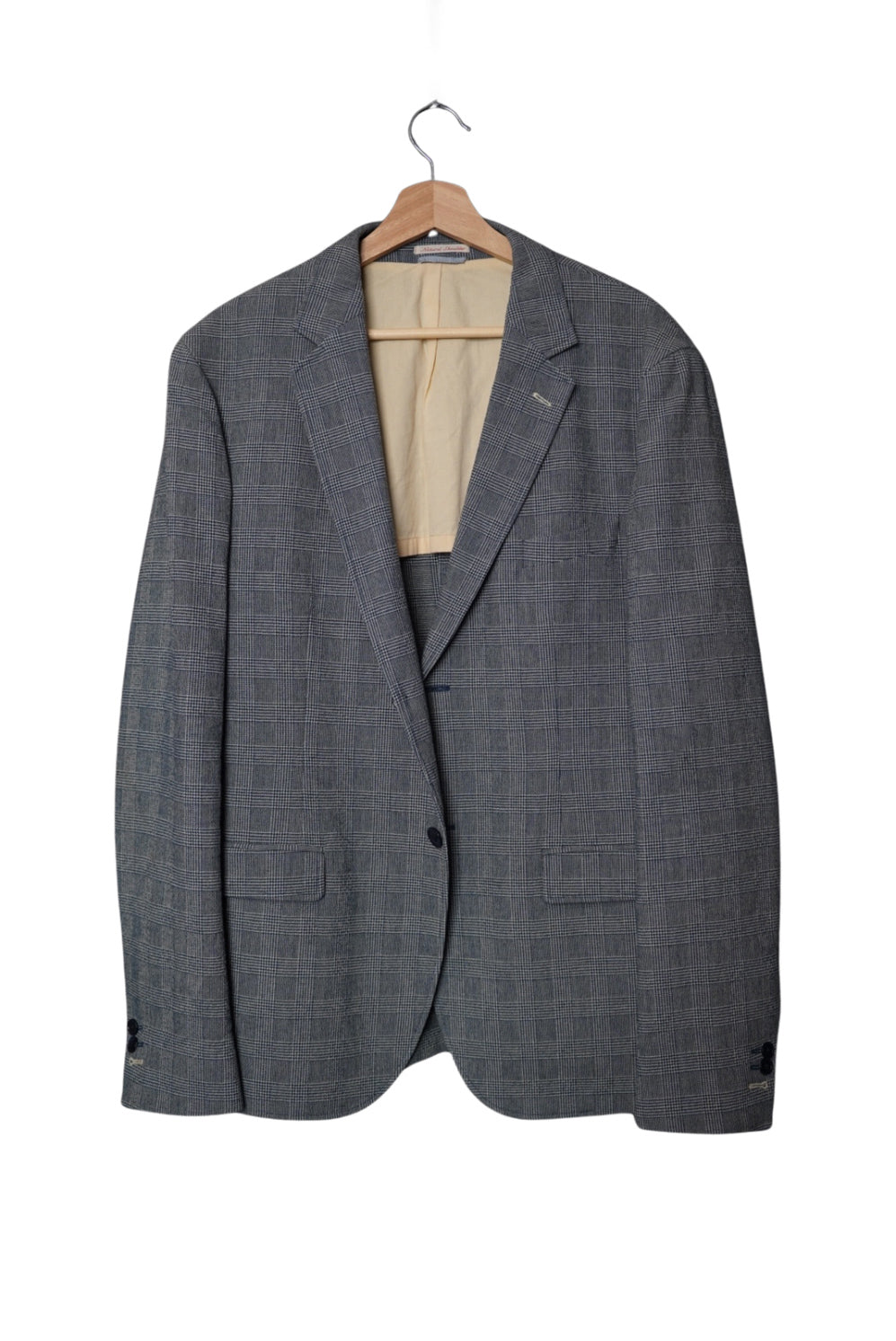 Gant Rugger Grey Checkered Natural Shoulder Cotton and Wool Blazer