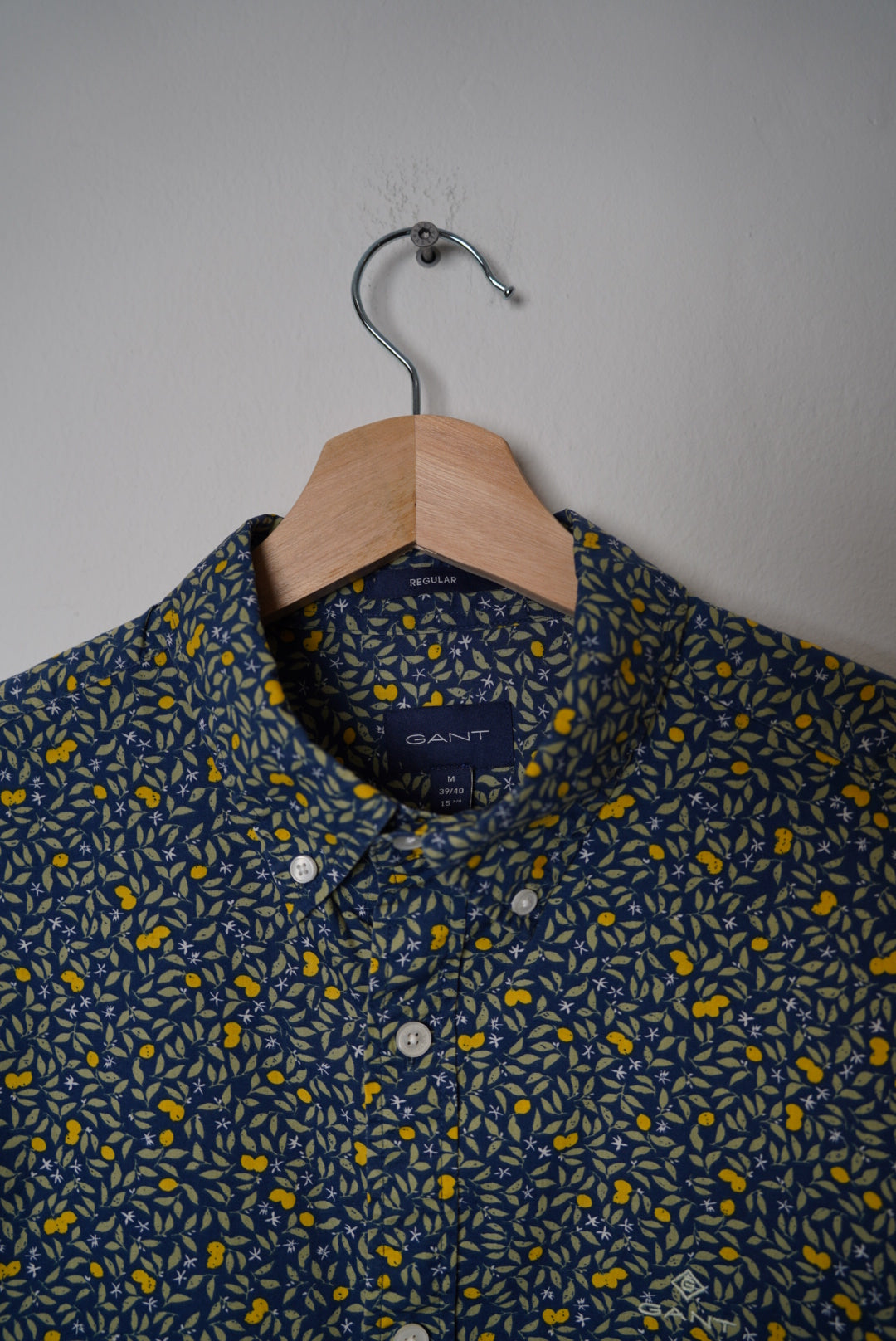 Gant Navy Leaf and Lemon Print Regular Cotton Shirt