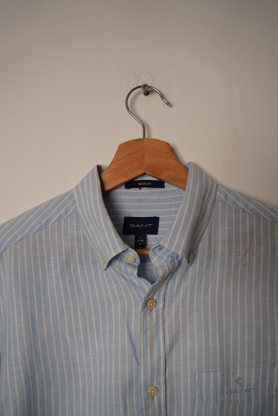 Gant Lightblue and White Striped Linen Regular Fit Shirt