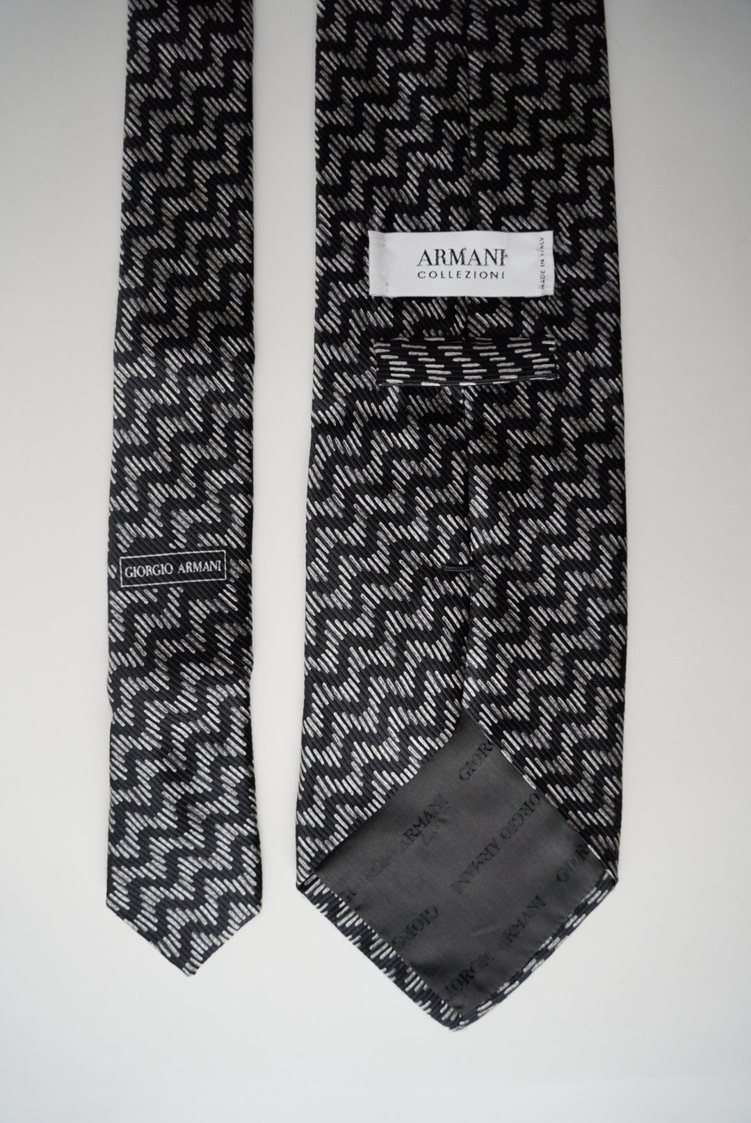 Giorgio Armani Black and White Armani Collezioni Silk Tie