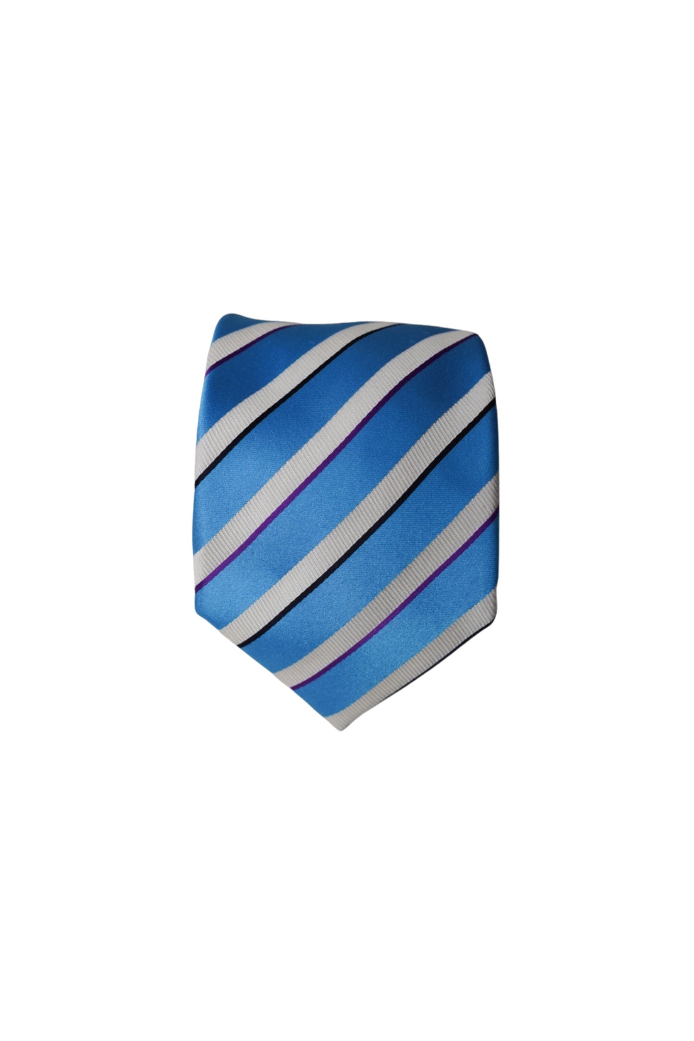 Eton Blue and White Striped Silk Tie