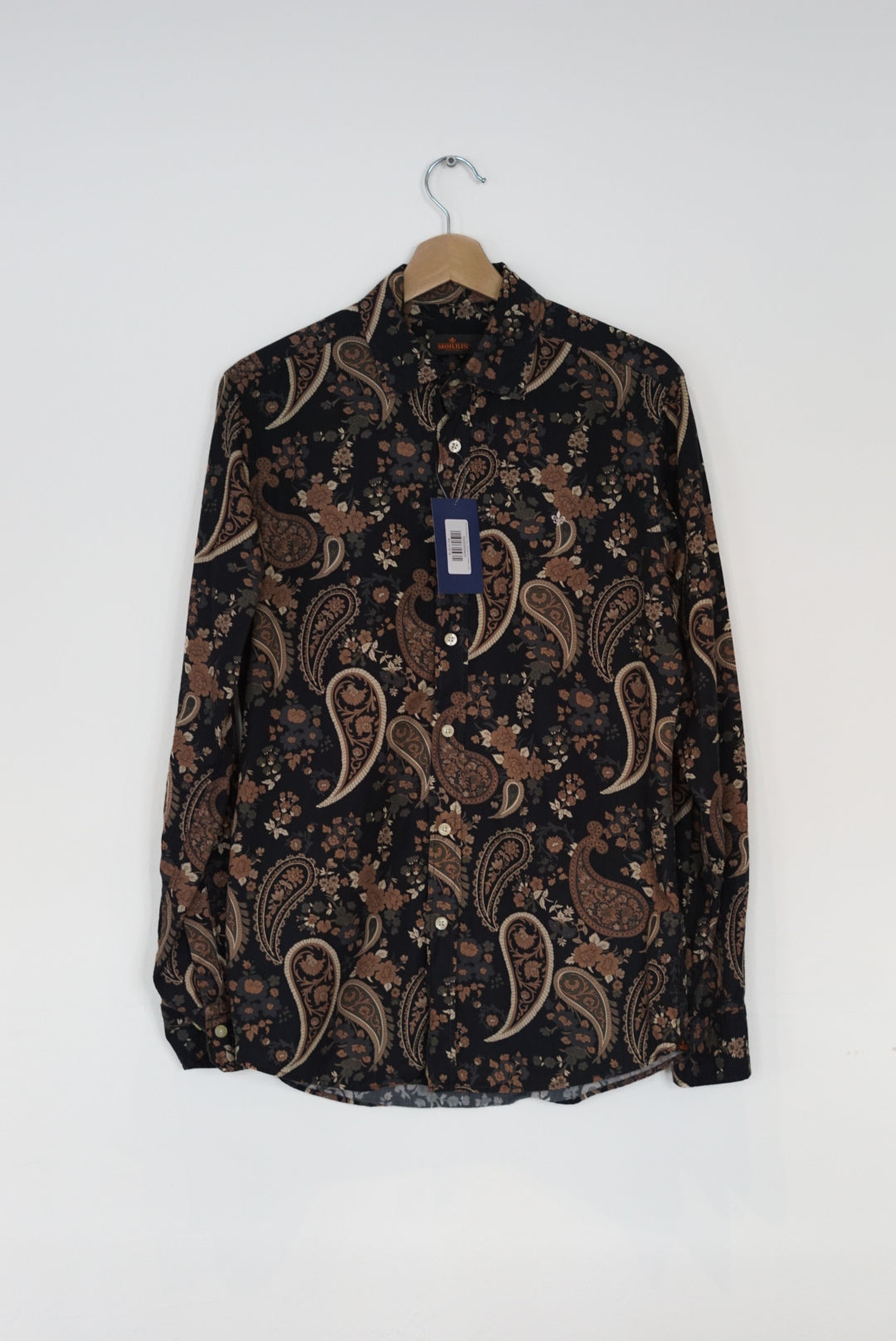 Morris Stockholm Navy Flower and Paisley Cotton Shirt