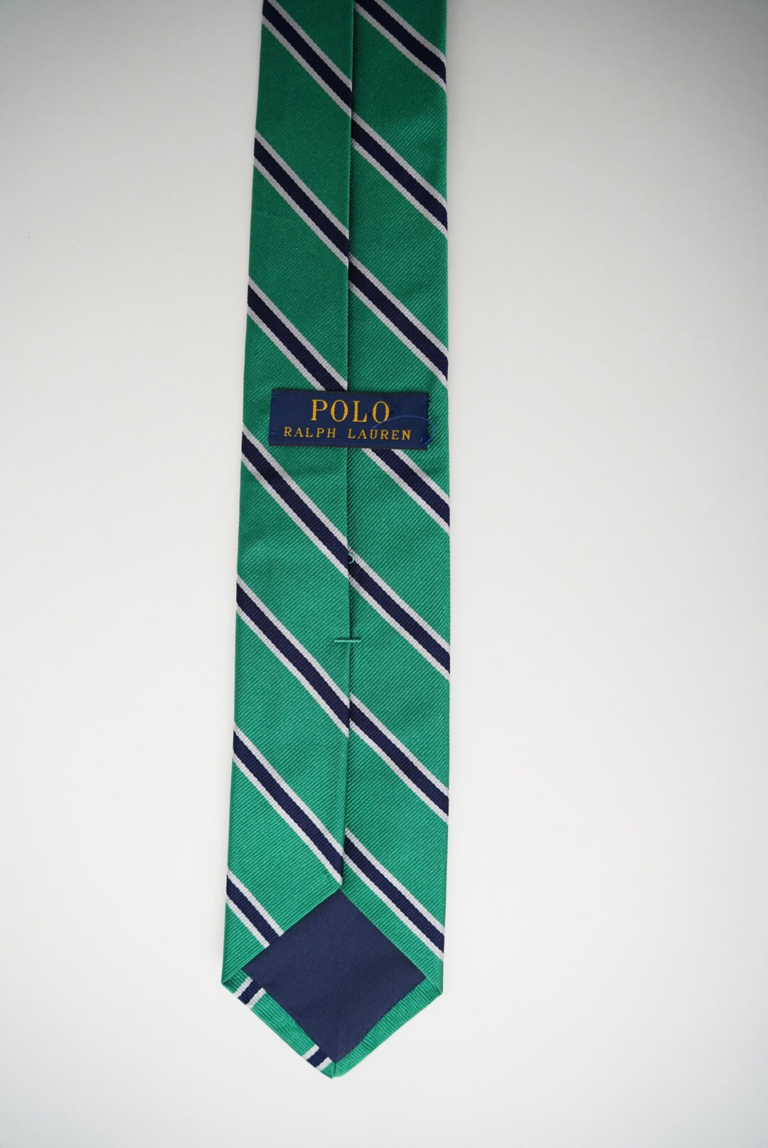 Raloh Lauren Green, Navy and Grey Striped Silk Tie