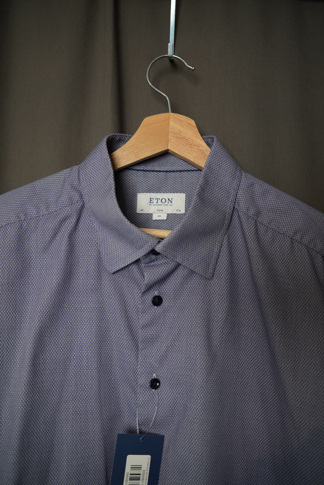 Eton Dark Blue and White Slim Business Cotton Shirt