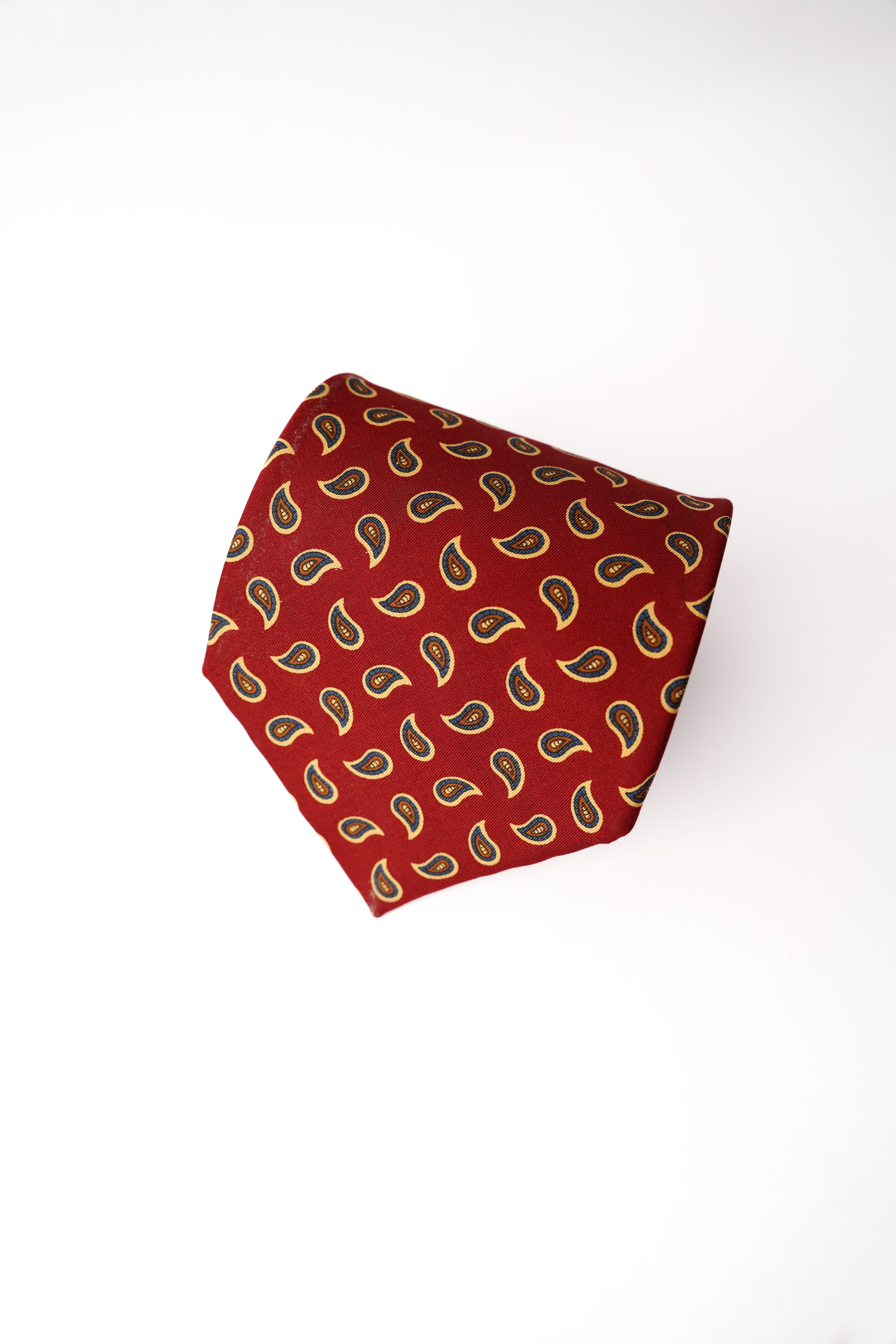 John Comfort Dunkelrote Vintage-Seidenkrawatte mit Paisleymuster