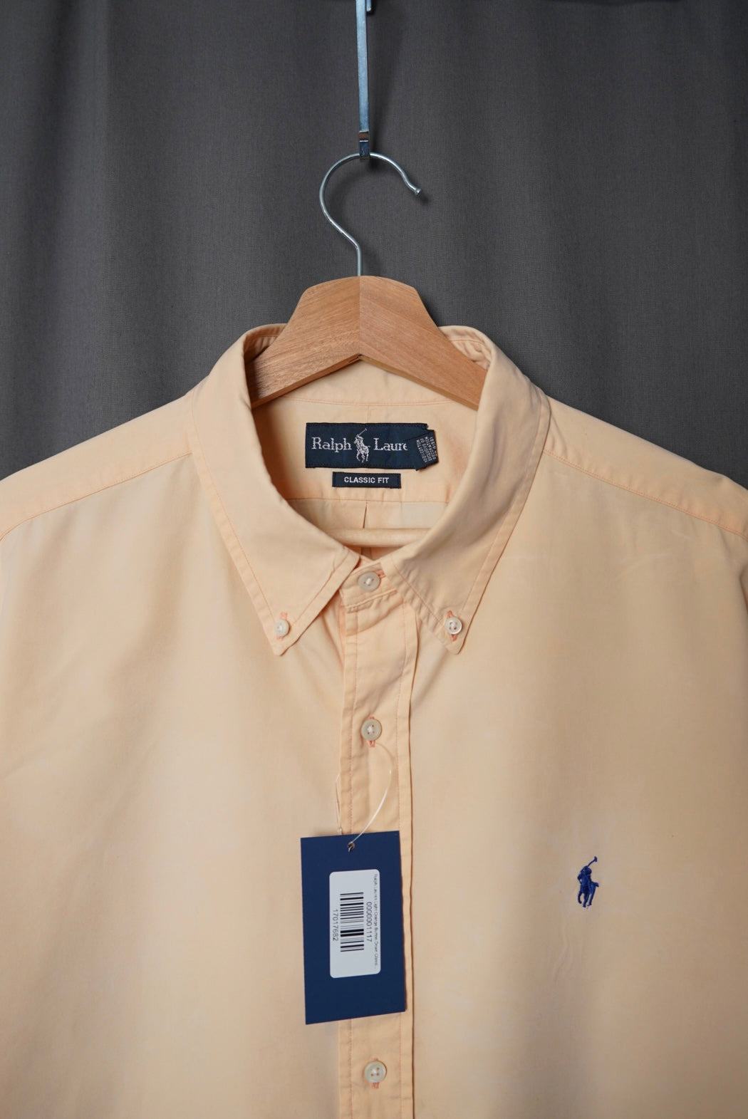 Ralph Lauren Light Orange Button Down Classic Fit Short Sleeved Cotton Shirt