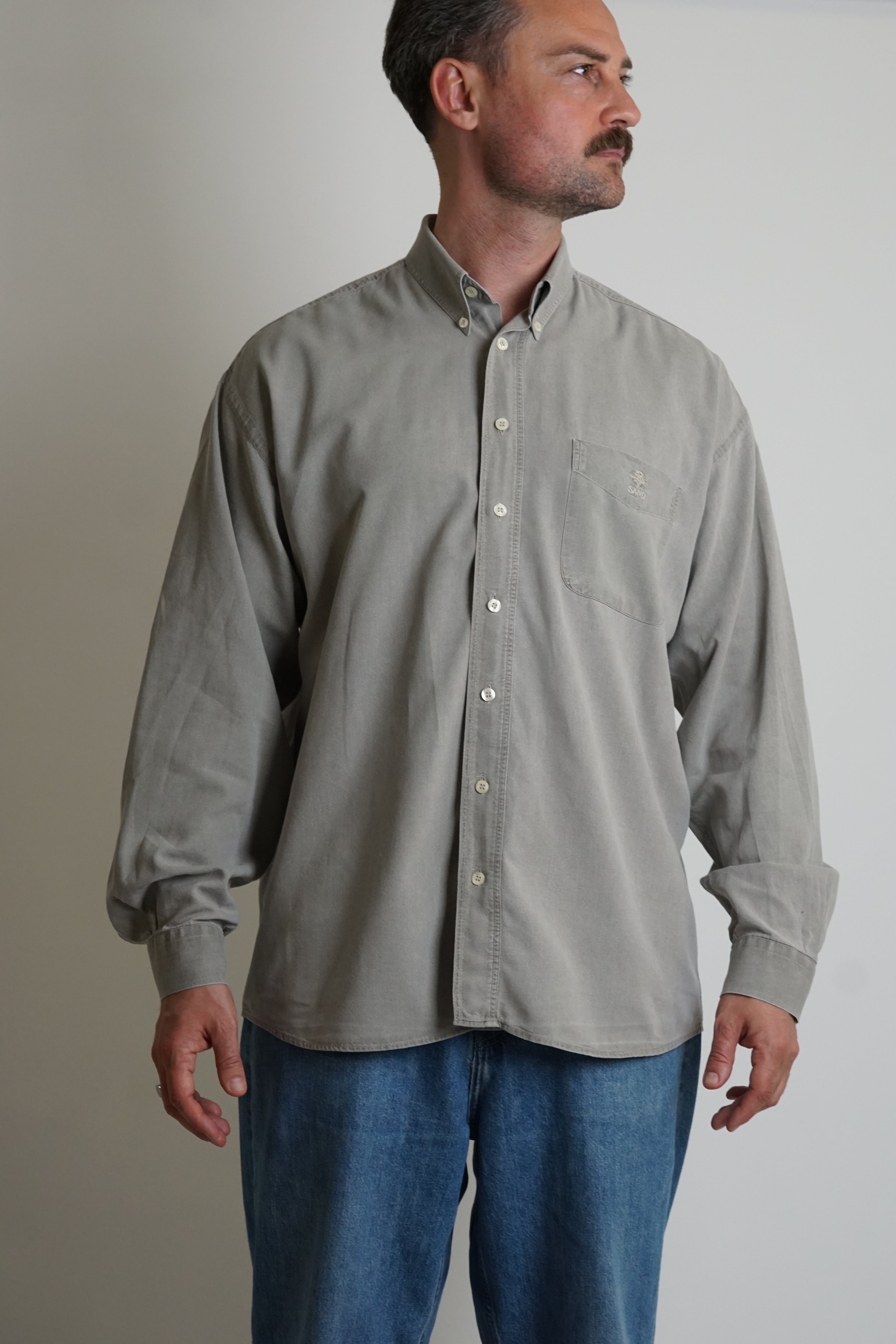 Sand Copenhagen Grey Prewashed Cotton Shirt