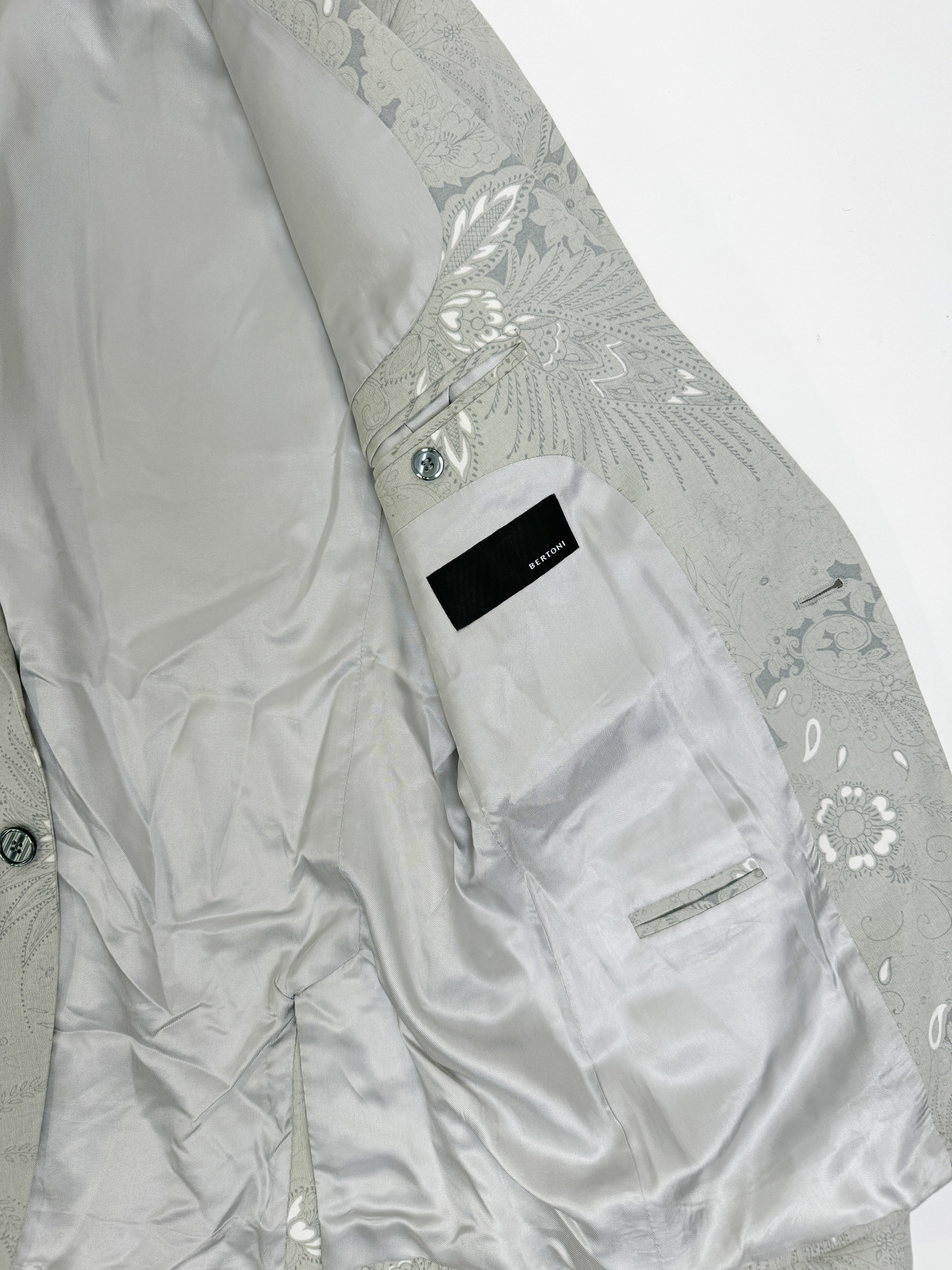 Bertoni Lightgrey Flower Pattern Blazer