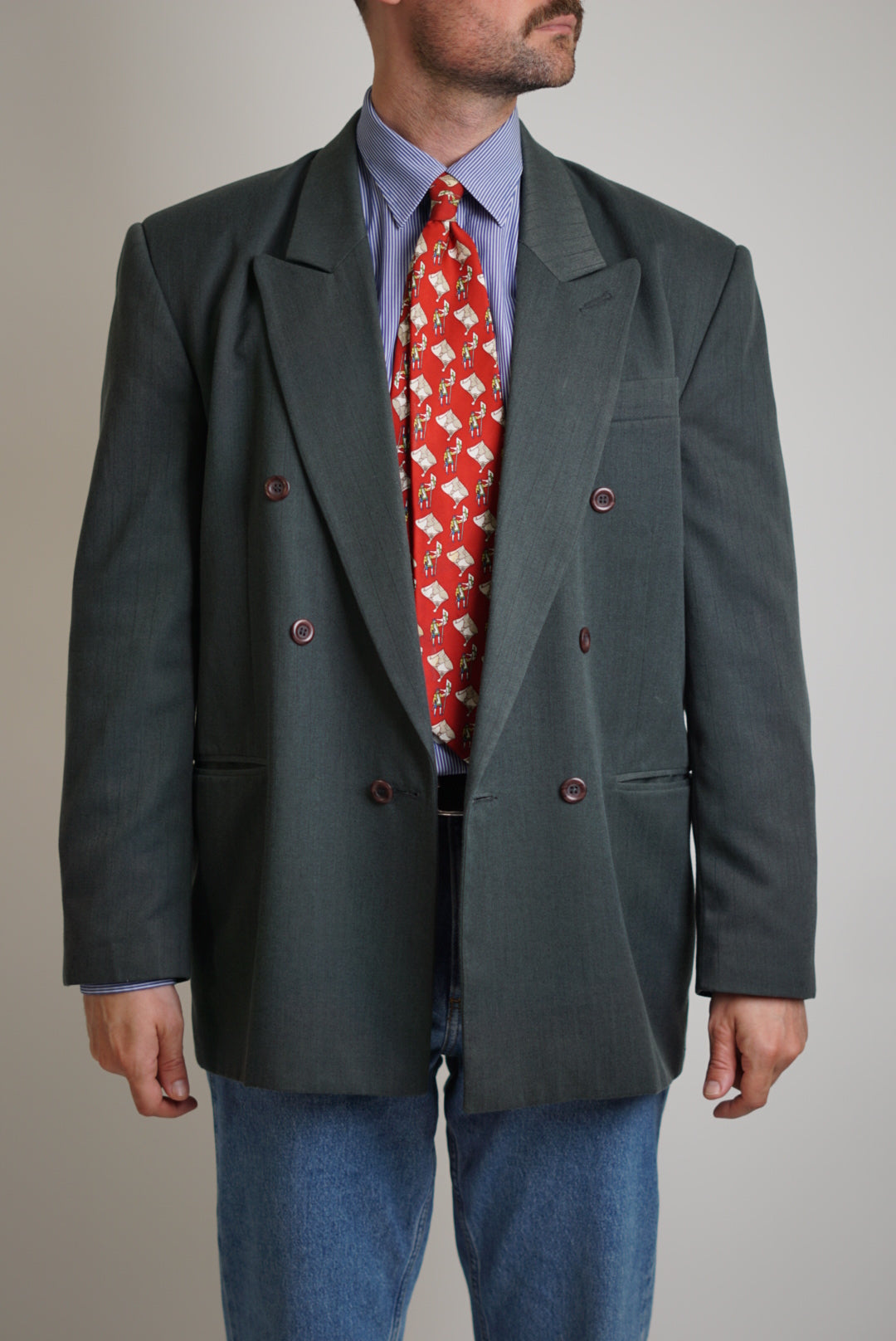 Vintage Darkgrey Double Breasted Blazer