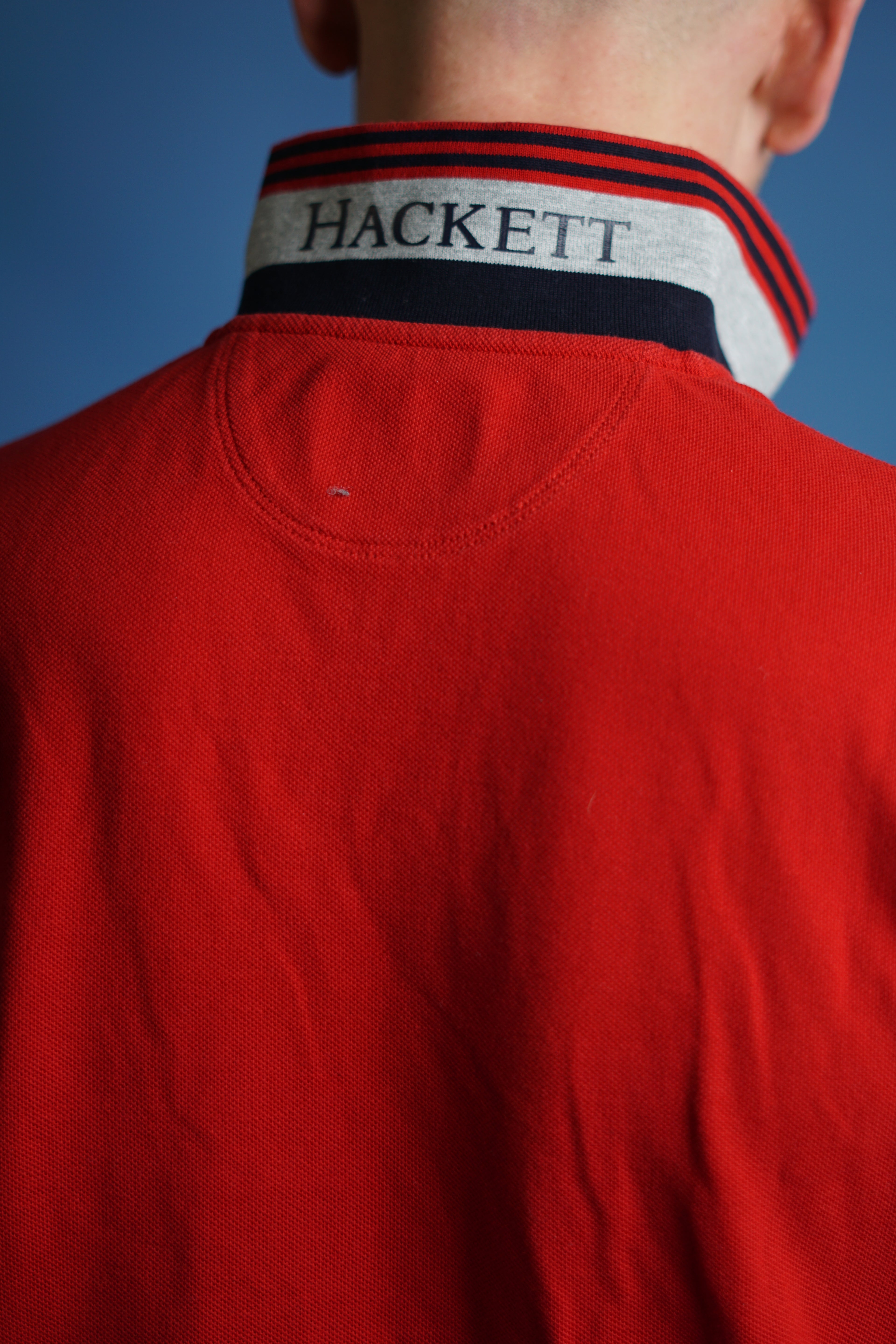 Hackett London – Langärmliges Rugger-Poloshirt in Rot mit maßgeschneiderter Passform