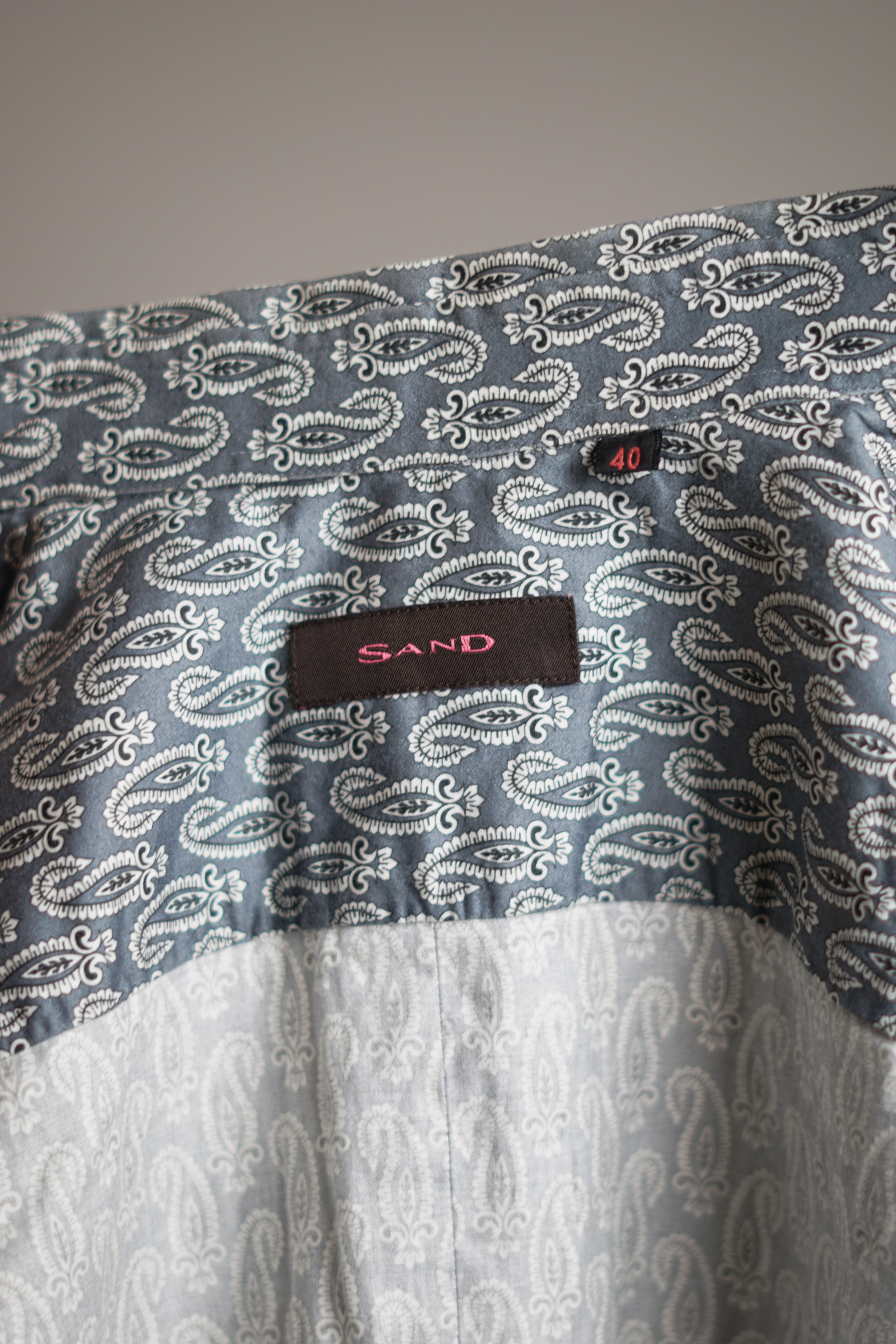Sand Copenhagen Light Gray Paisley Pattern Cotton Shirt