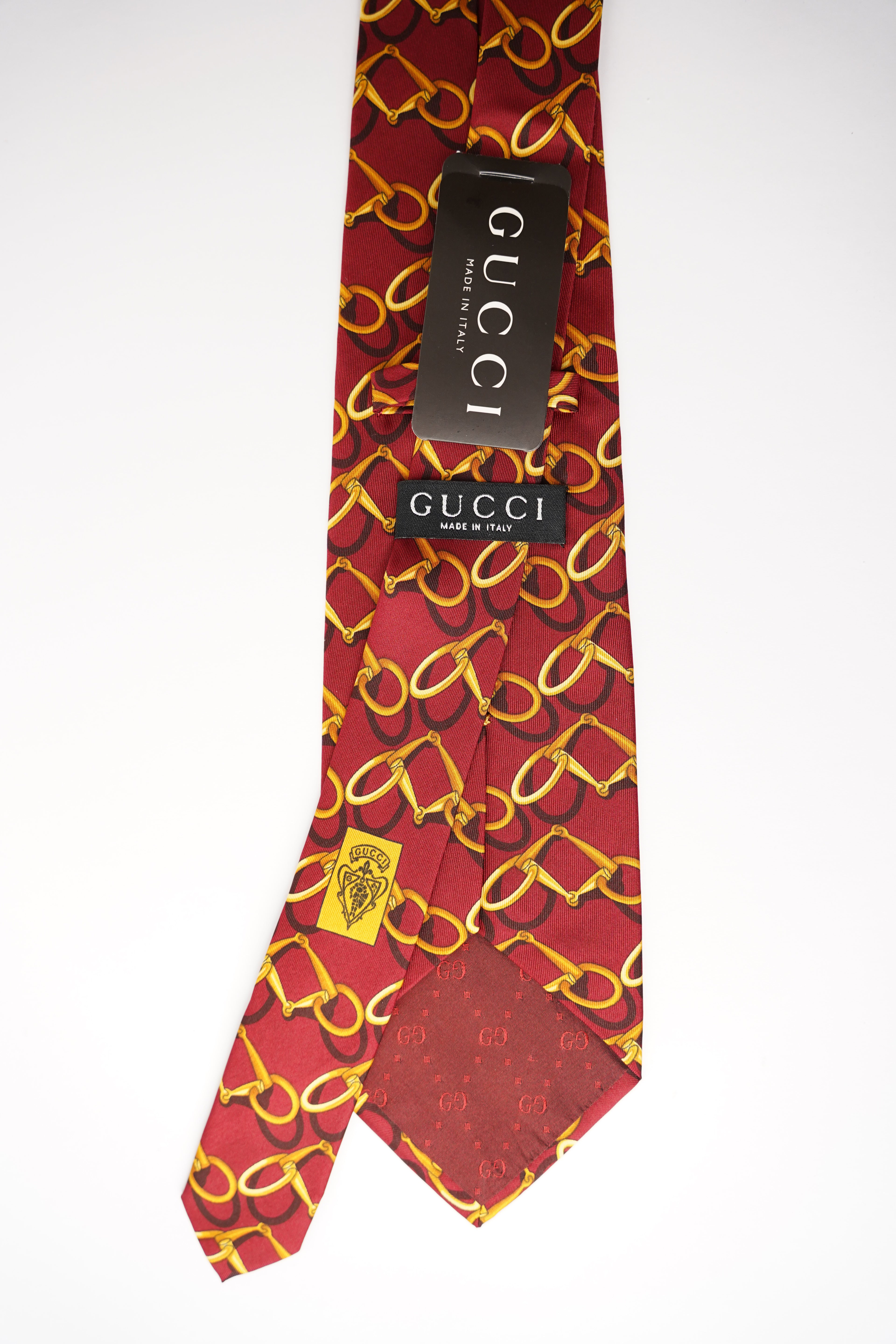 Gucci Dark Red Chain Silk Tie