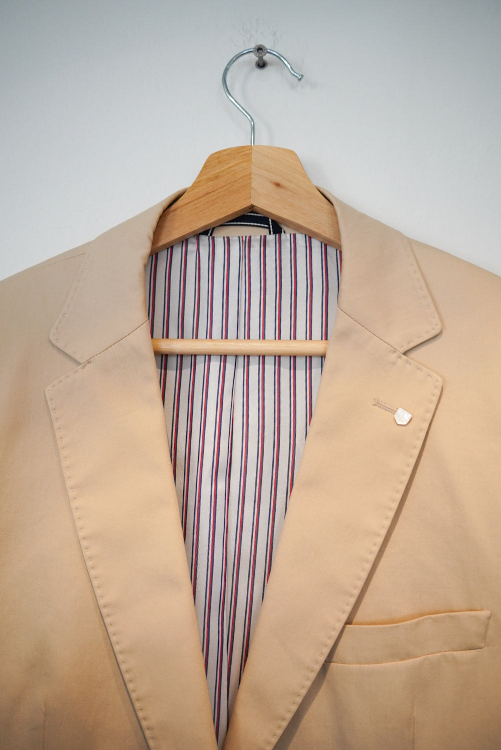 Gant Beige Tailored Fit Stiped Linen Cotton Blazer