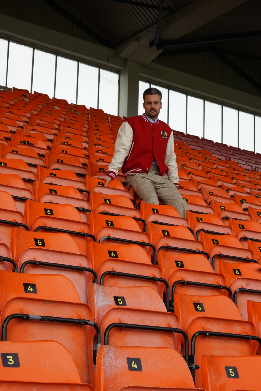 Gant X Wrangler Varsity Jacket Dark Red & White