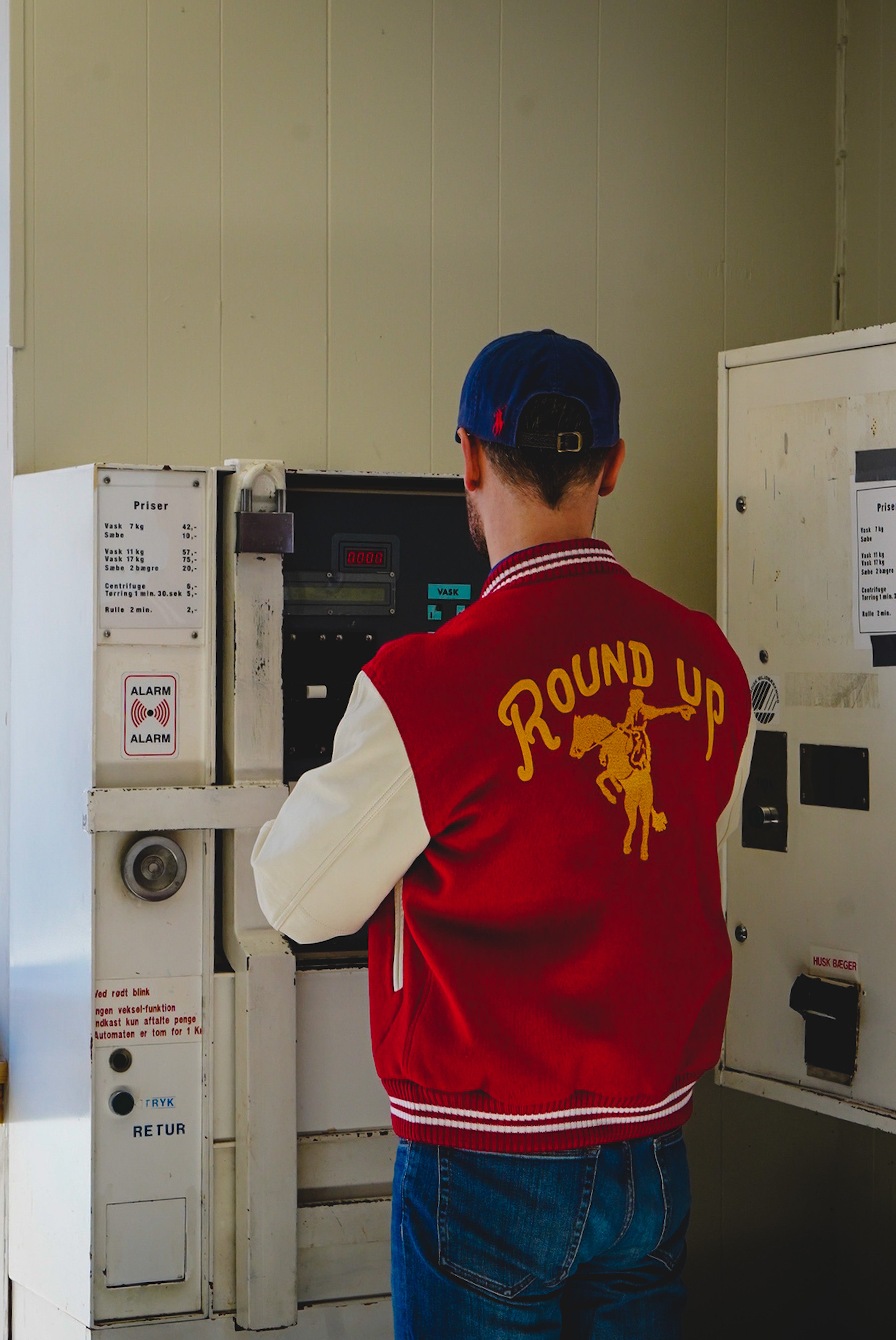 Gant X Wrangler Varsity Jacket Dark Red & White