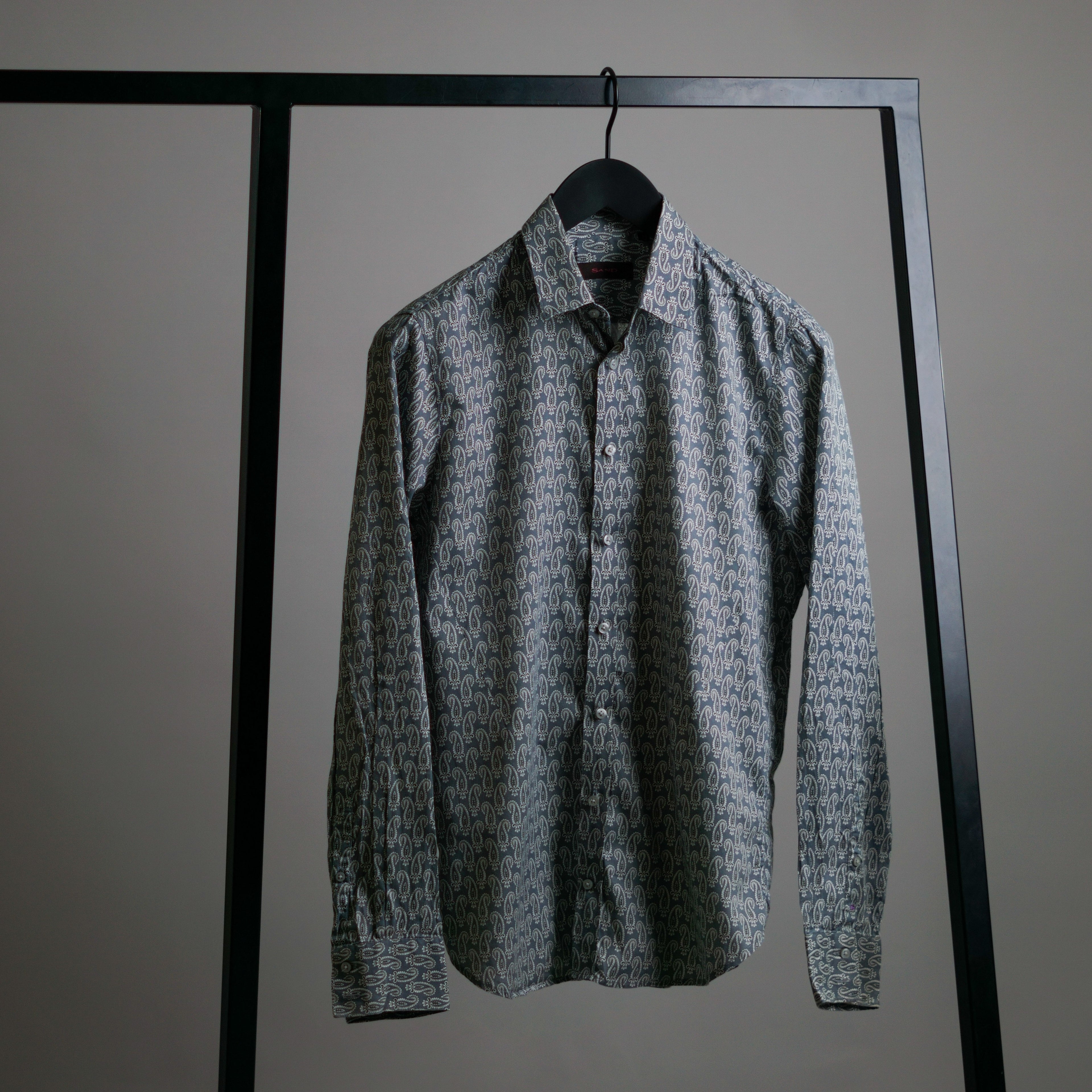 Sand Copenhagen Light Gray Paisley Pattern Cotton Shirt