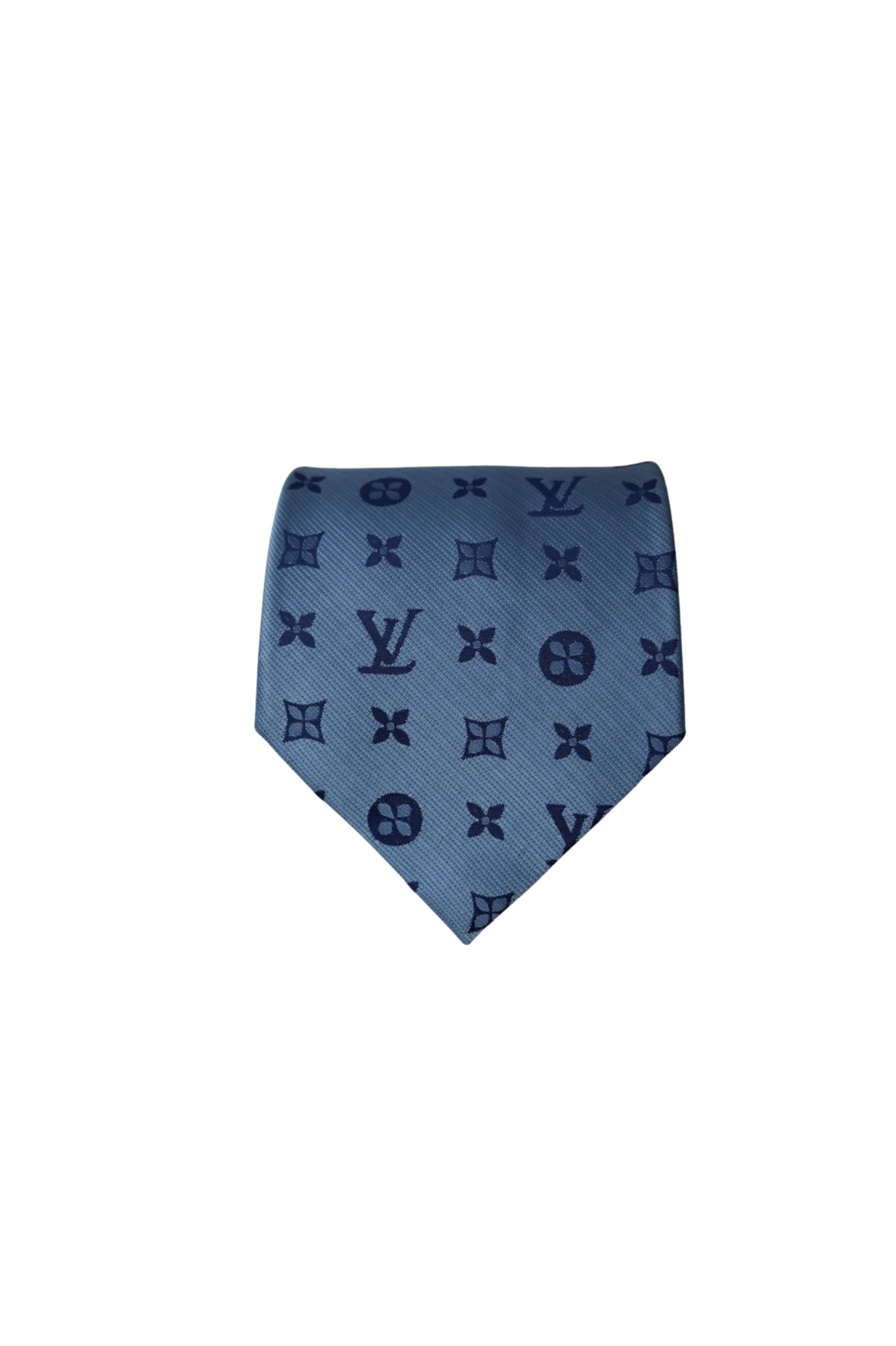 Louis Vuitton Seidenkrawatte in Hellblau mit LV-Logo.