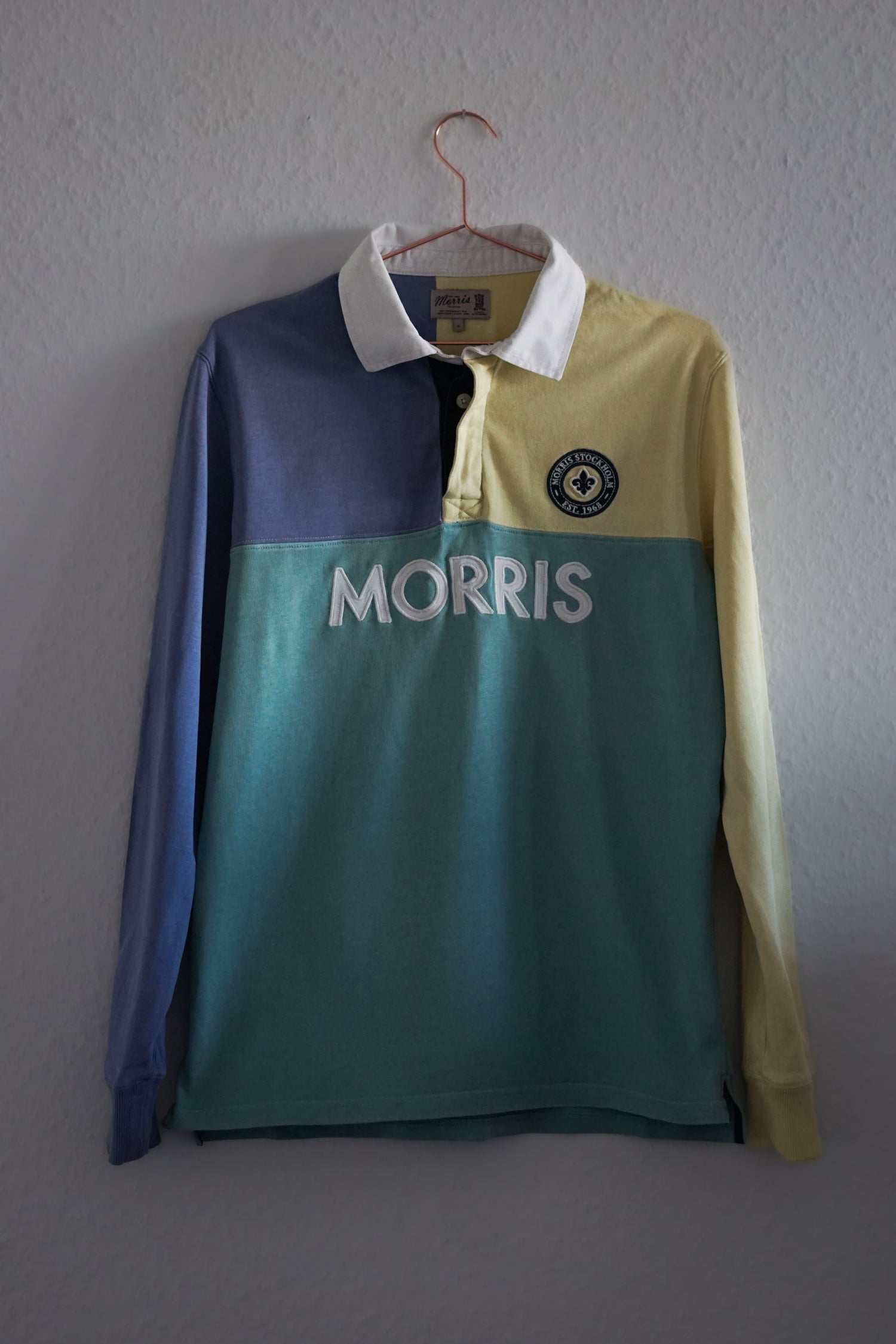 Morris Lightblue, Green and Yellow Cotton Rugger Shirt