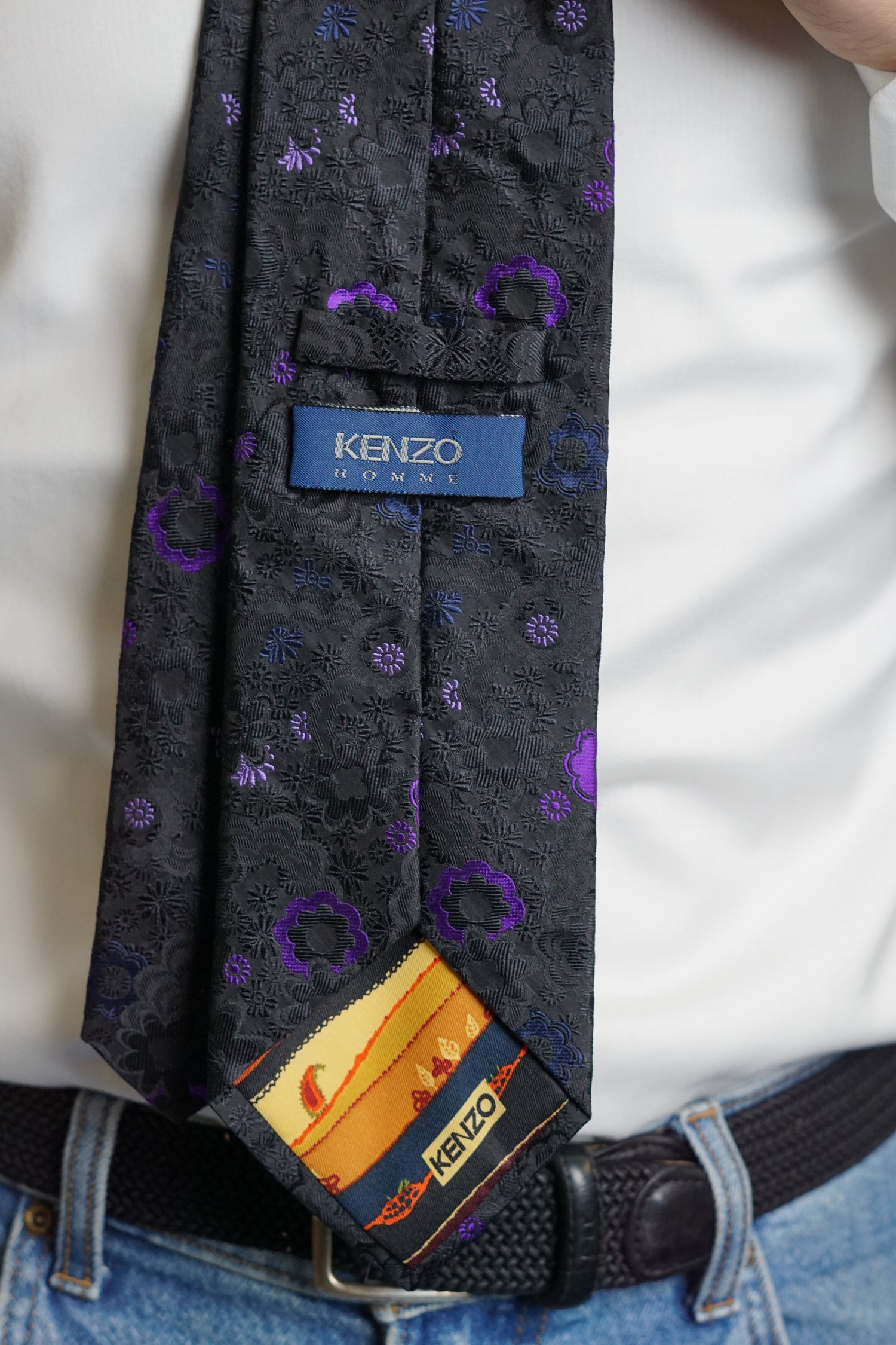 Kenzo Homme Black Flower Slik Tie