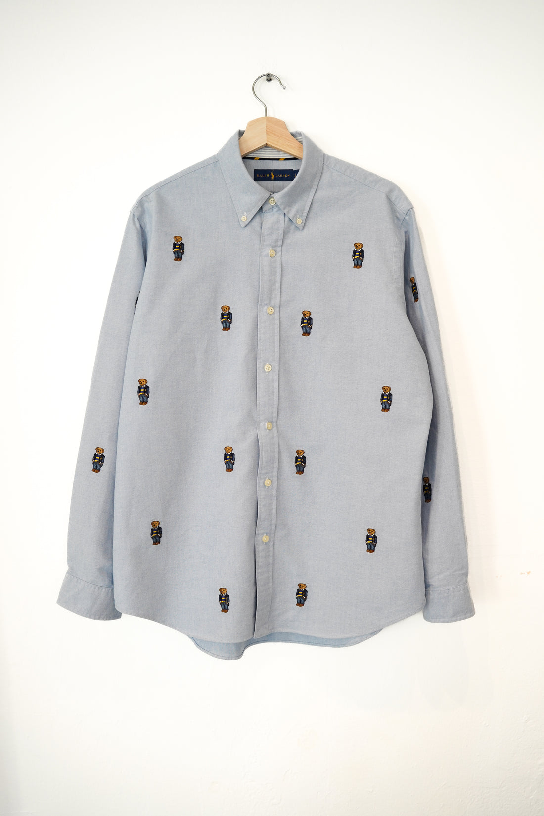 Ralph Lauren Blue Polo Bear Crest Oxford Cotton Shirt