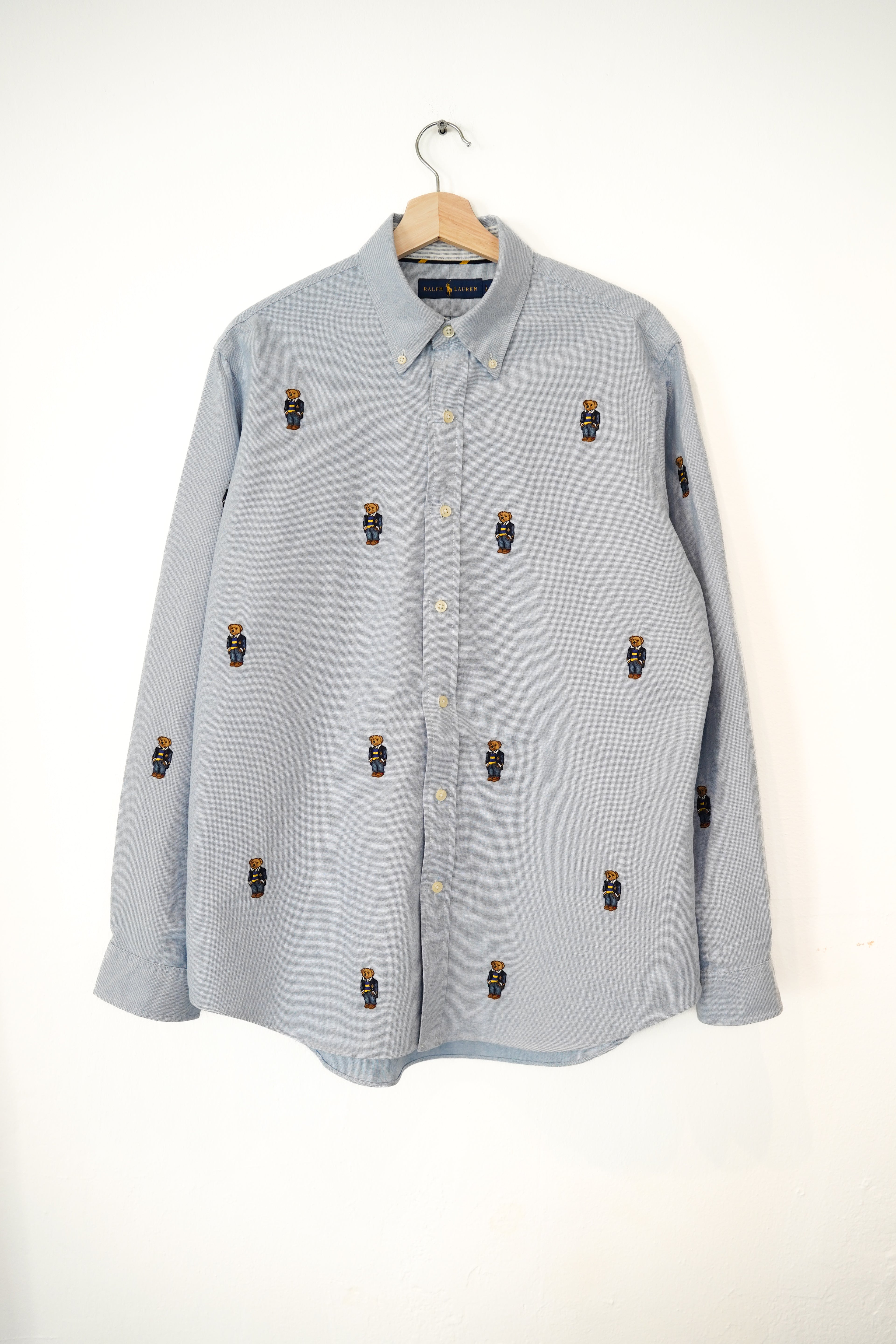 Ralph Lauren Blue Polo Bear Crest Oxford Cotton Shirt