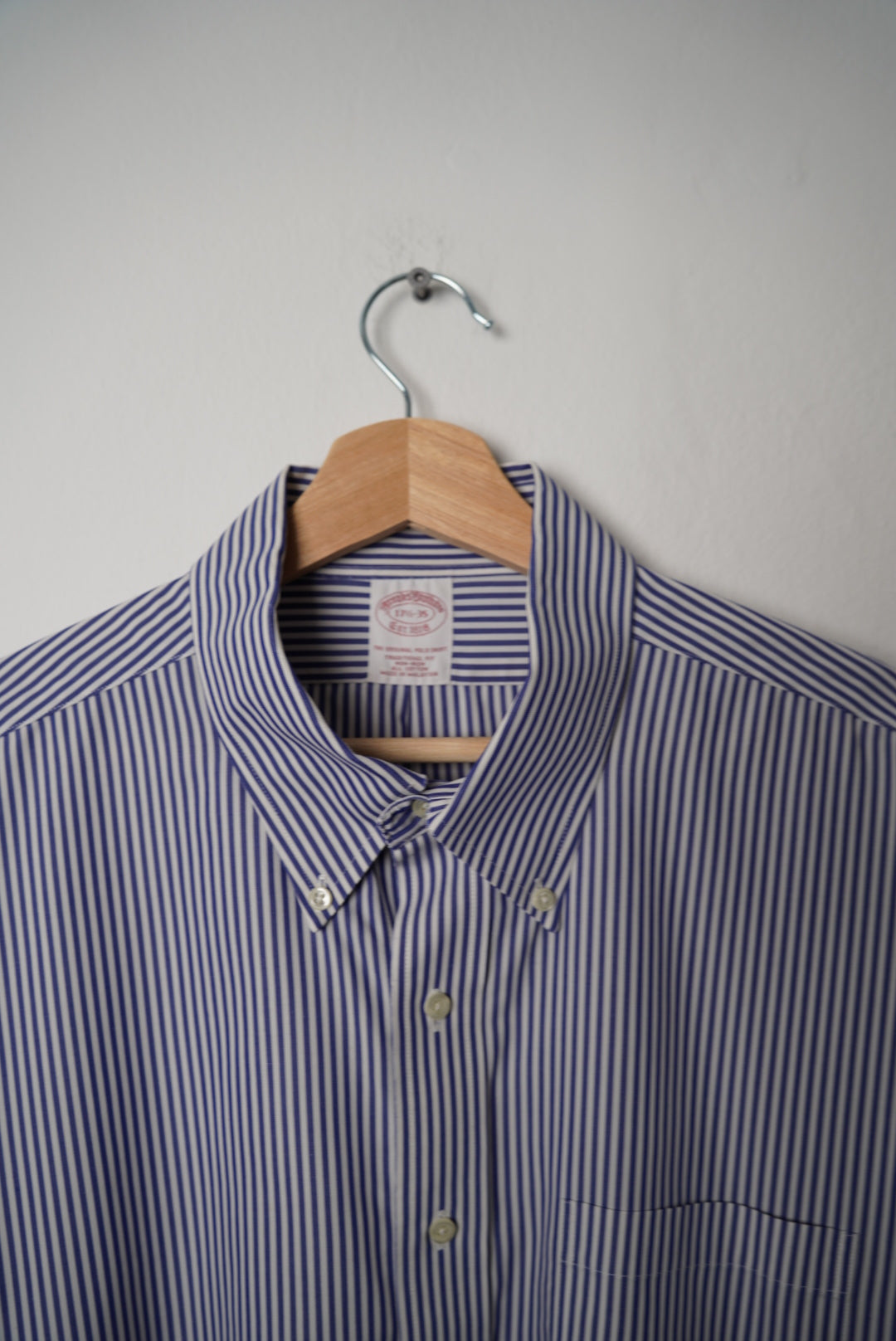 Brooks Brothers Blue and White Striped Original Polo Shirt Traditional Fit Non-Iron Cotton Shirt