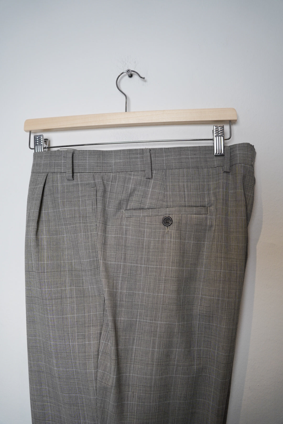 Ralph Lauren Green Label Grey Checkered Wool and Cashmere Dress Pant