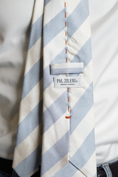 Pal Zileri Lightblue and White Striped Silk Tie