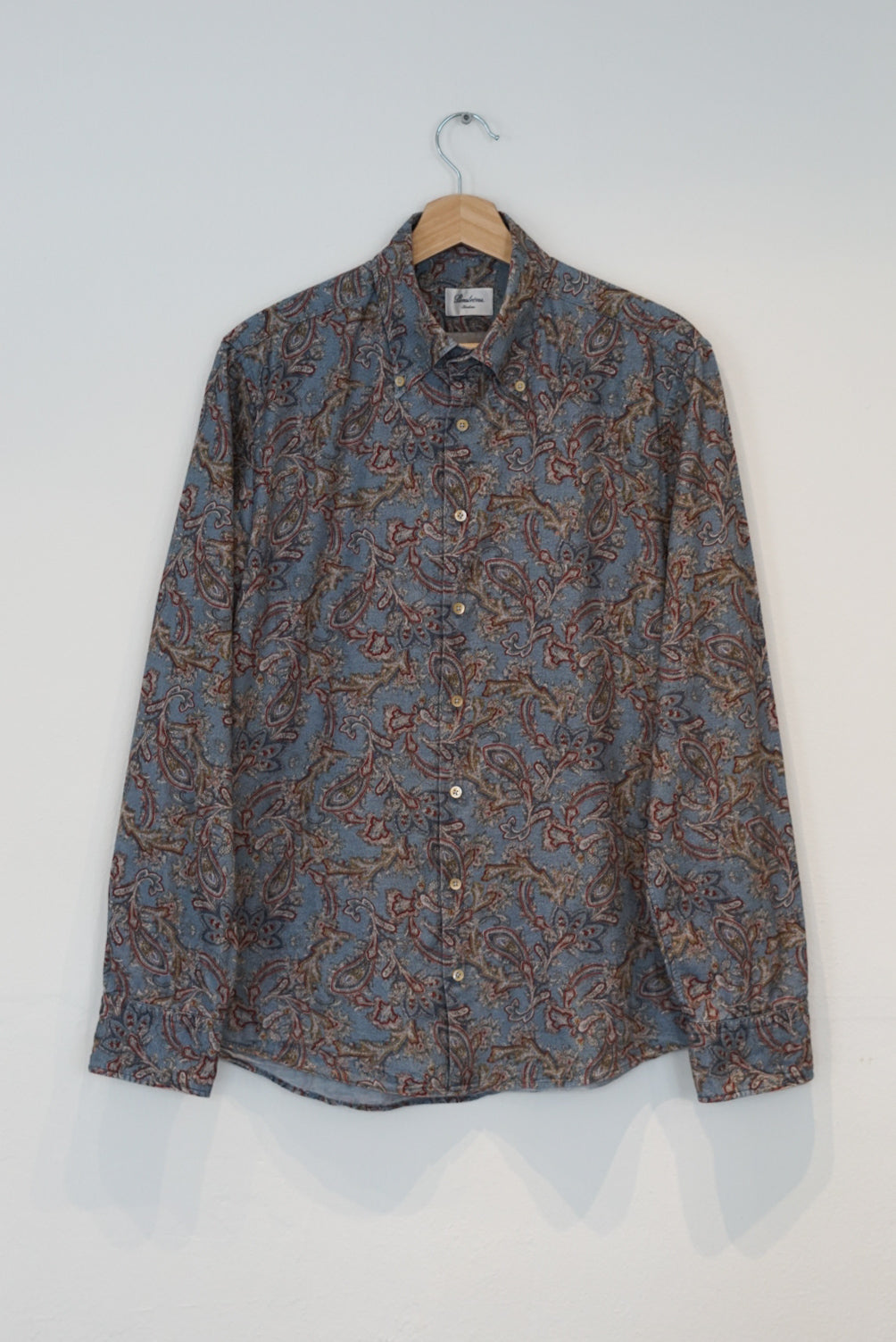 Steenströms Blue Flowerprint Slimline Cotton Shirt