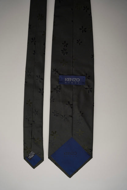 Kenzo Seidenkrawatte mit dunkelgrünem Blumenmuster
