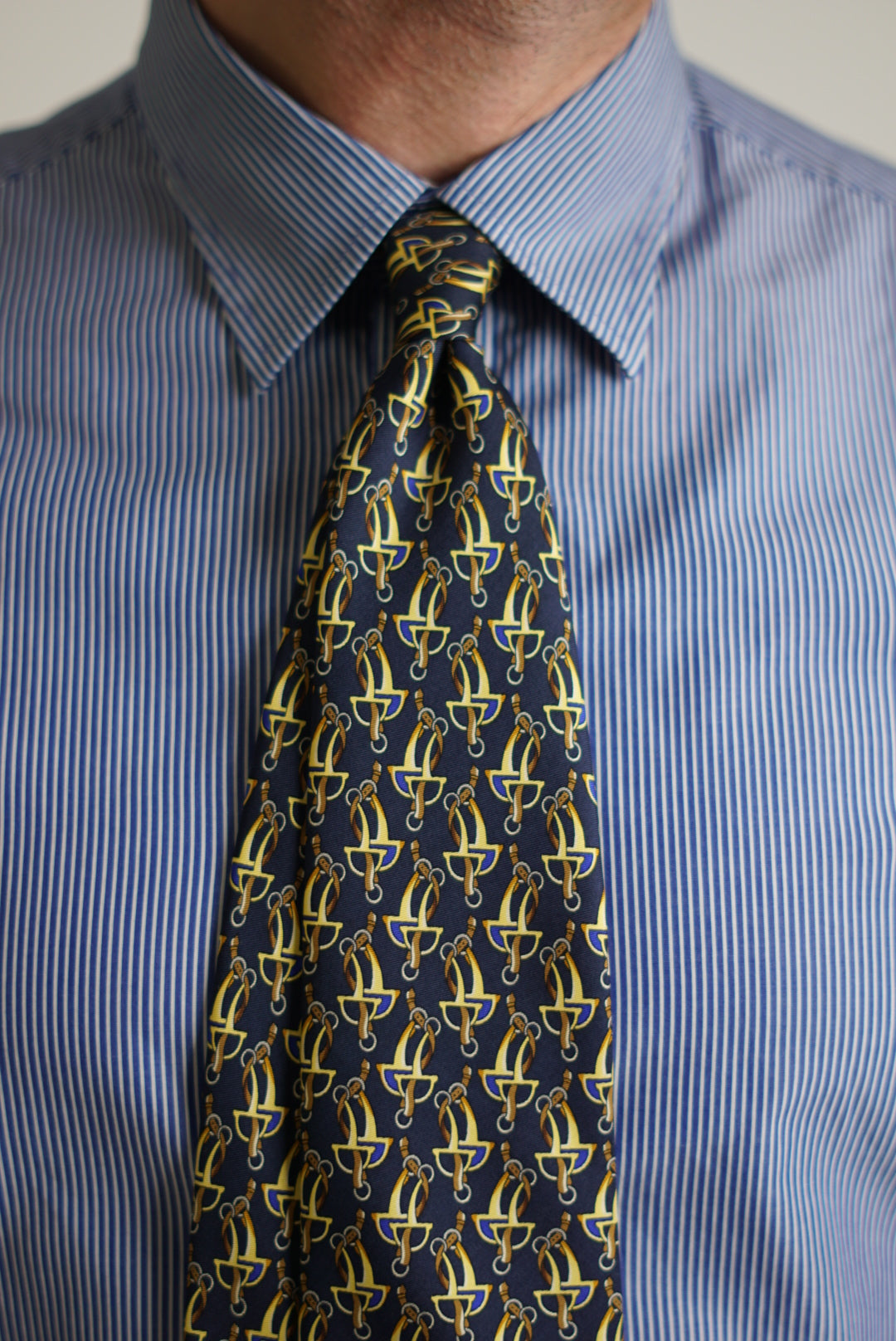 Pierre Balmain Navy Chain Pattern Silk Tie