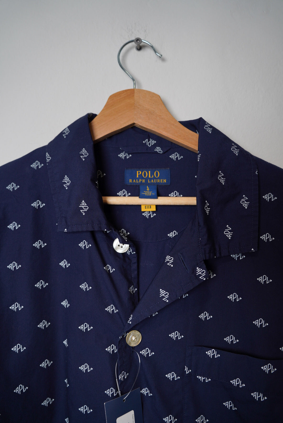 Ralph Lauren Navy Crest White Button Shirt