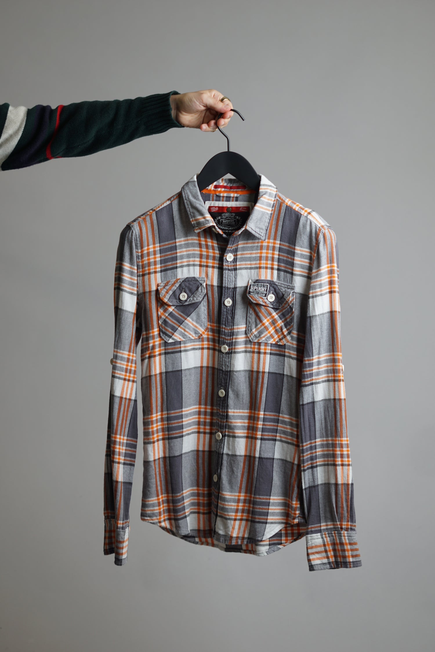 Superdry Foresters Checkered Grey &amp; Orange Shirt