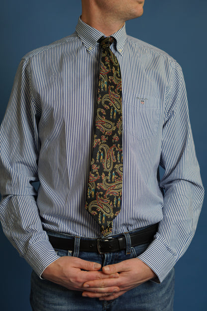 René Chagal Hand Made Dark and Paisley Vintage Silk Tie