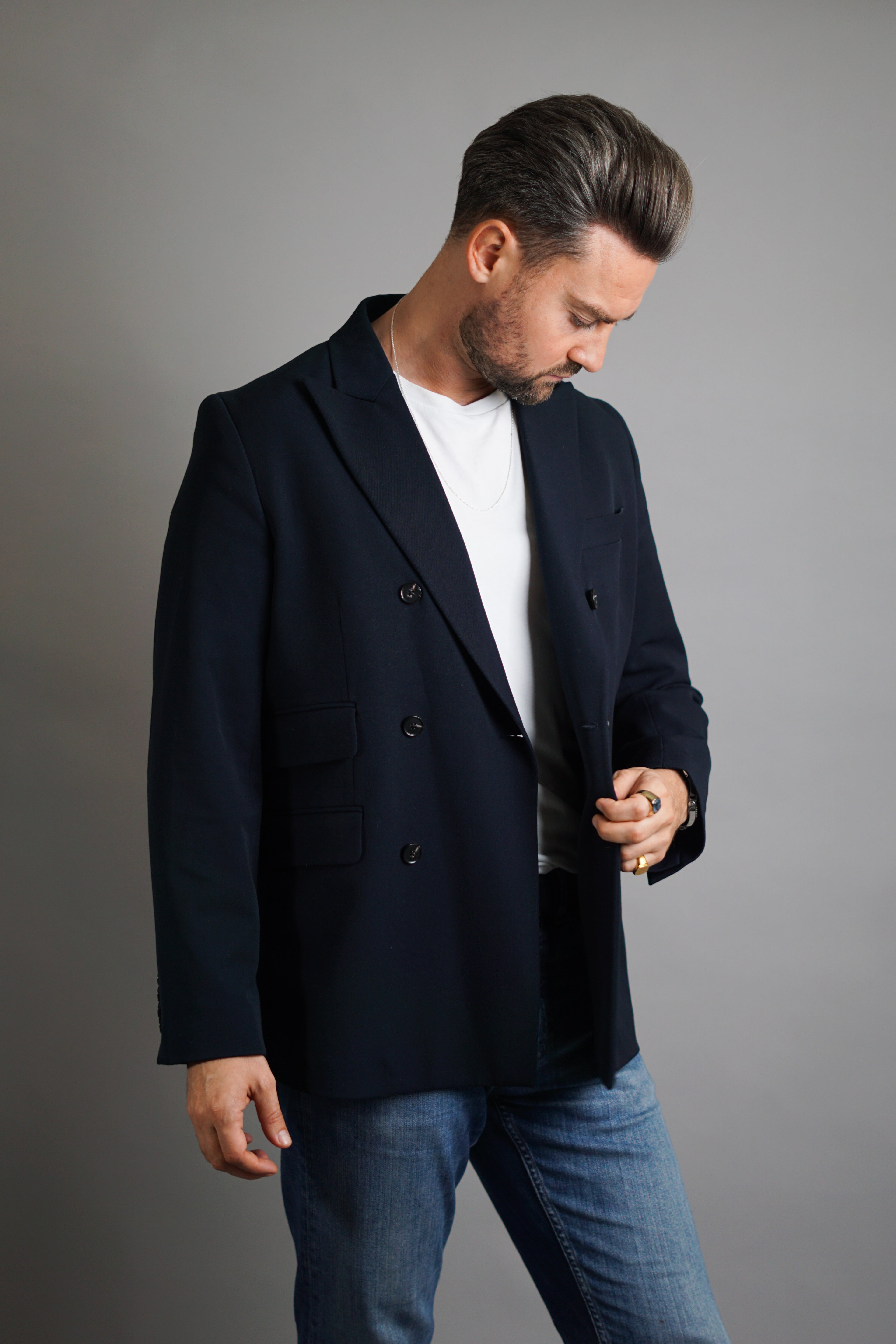 Les Deux Navy Blue Double Breasted Blazer