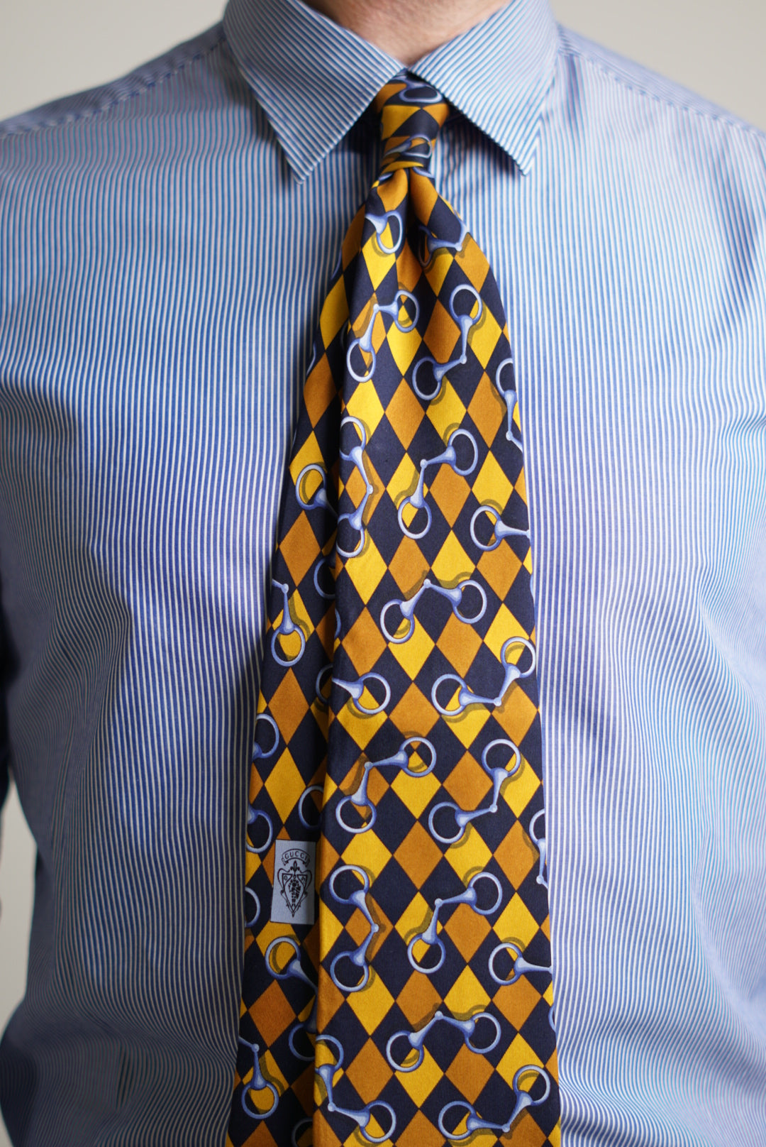 Gucci Checkered Chain Pattern Silk Tie