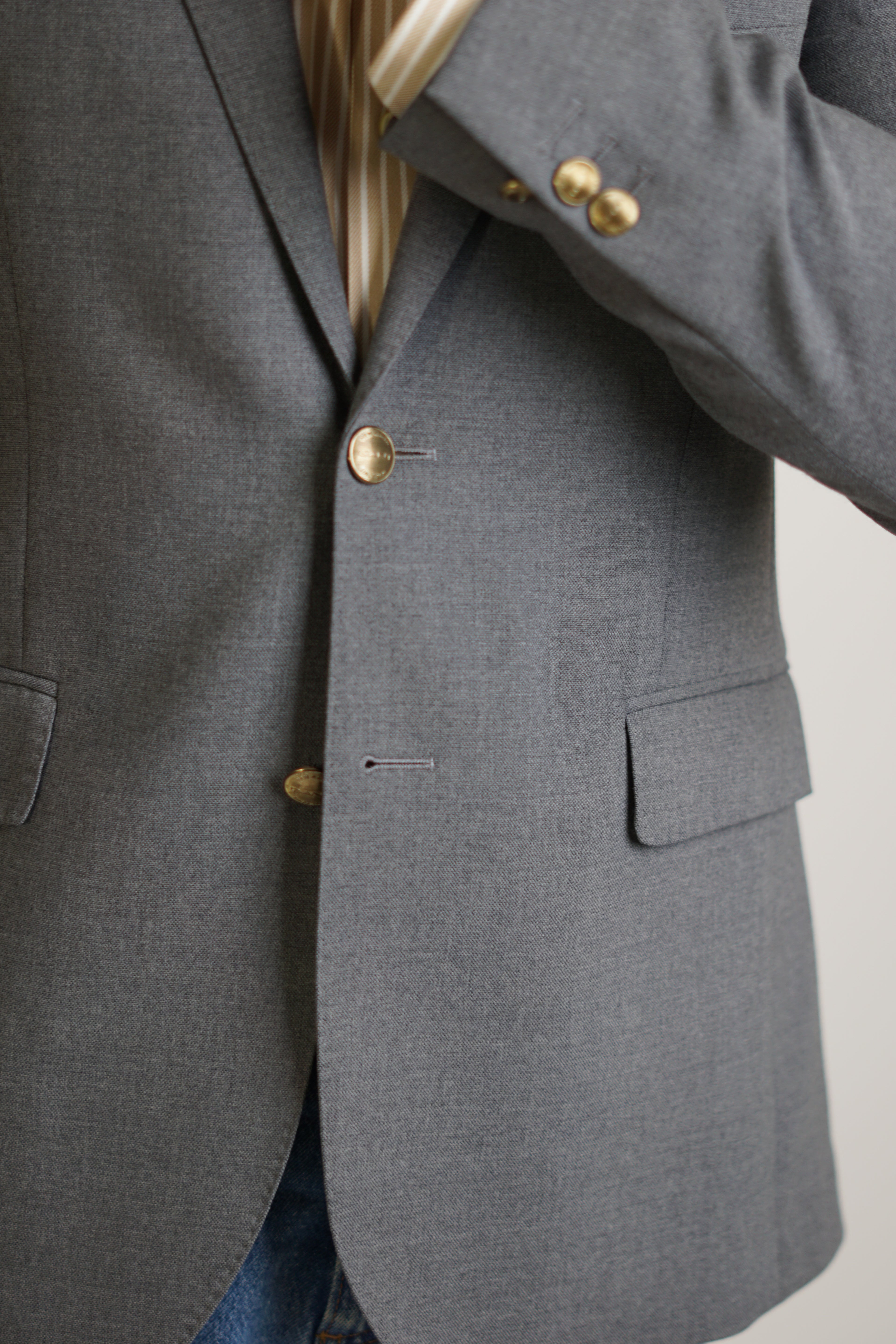 Gant Grey Club Blazer With Gold Buttons