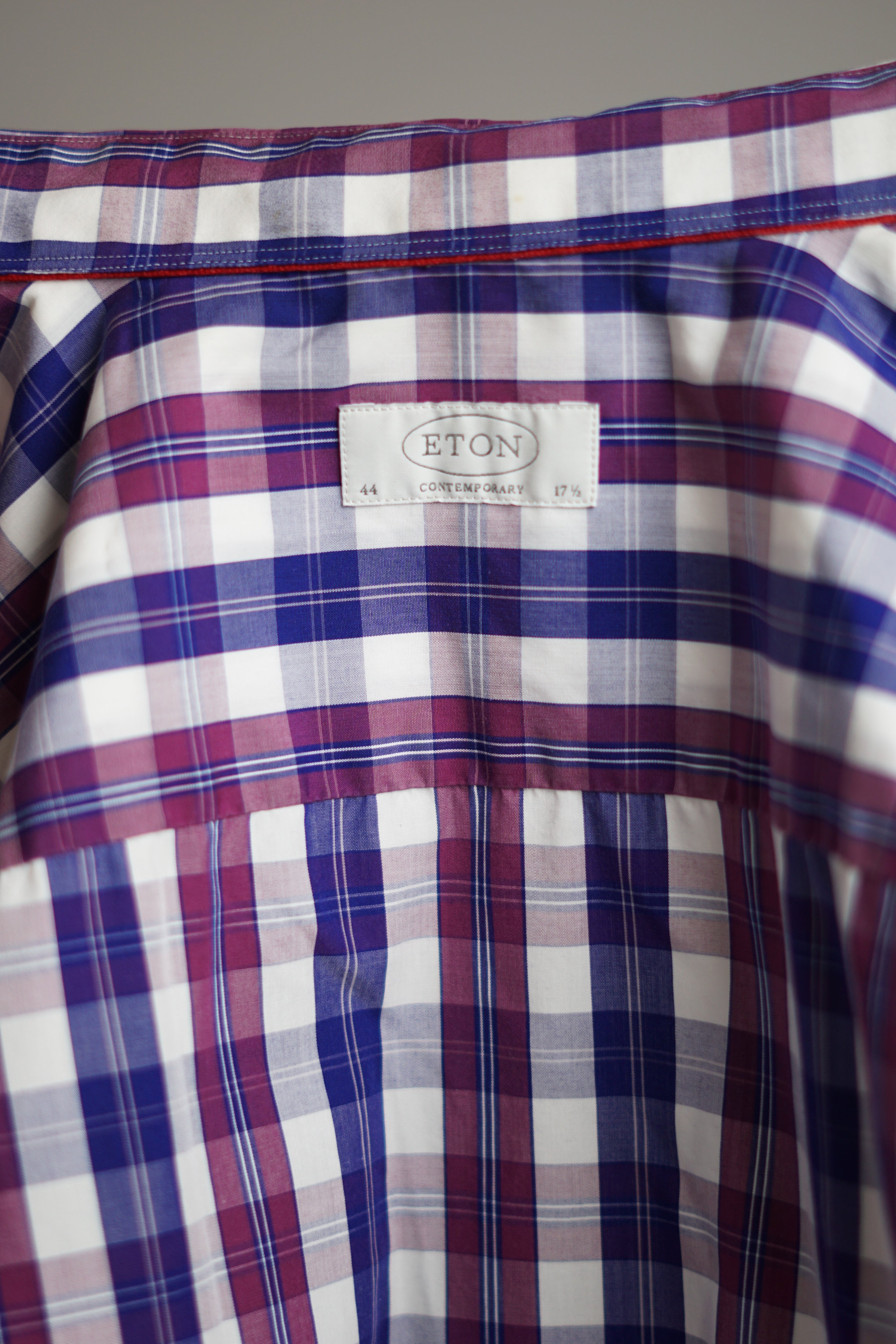 Eton Purple Blue Checkered Contemporary Shirt