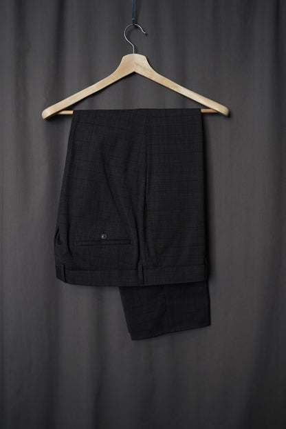 Hugo Boss Dark Grey Checkered Strech Virgin Wool Suit