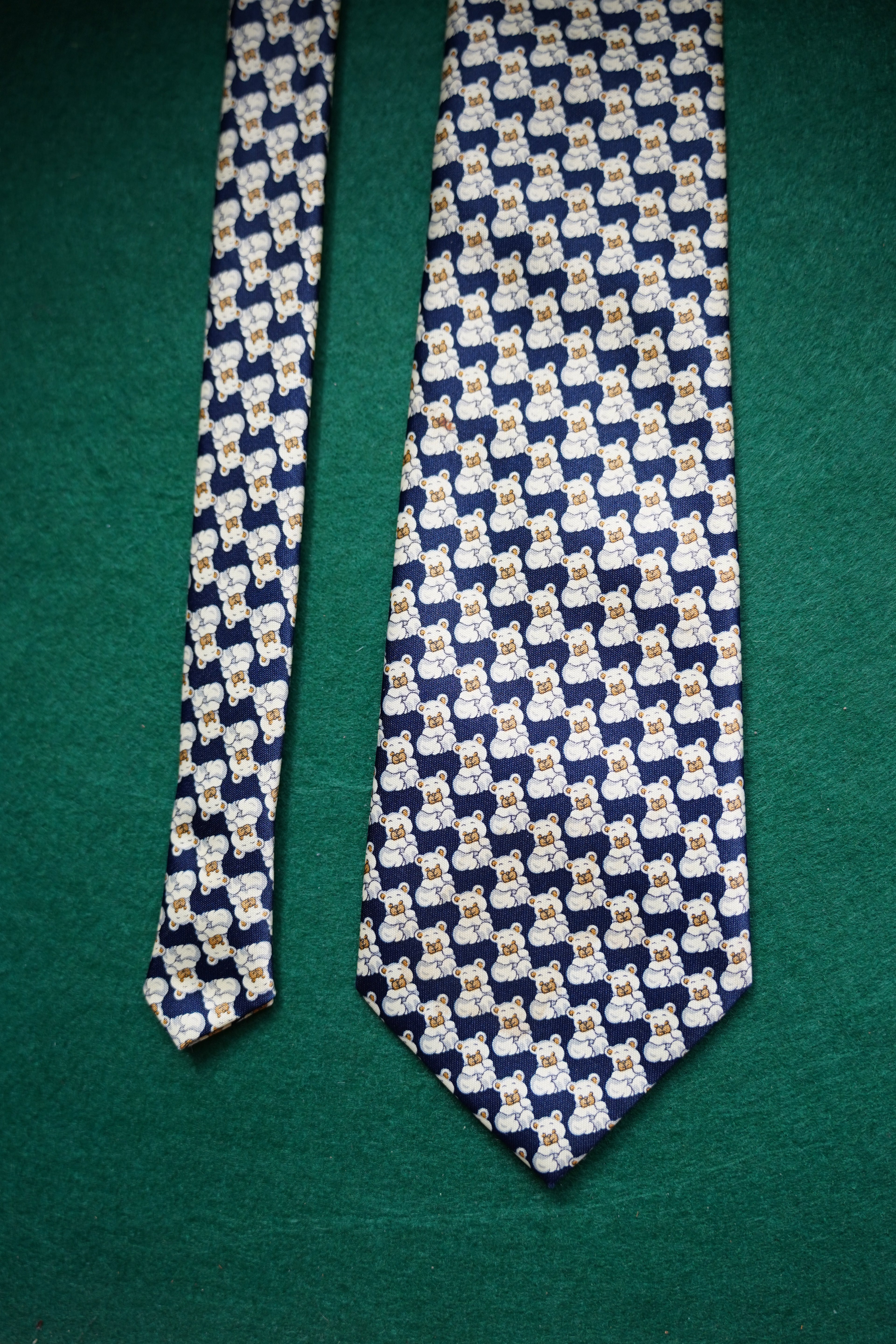 René Chagal Vintage Navy Teddy Bear Hand Made Tie
