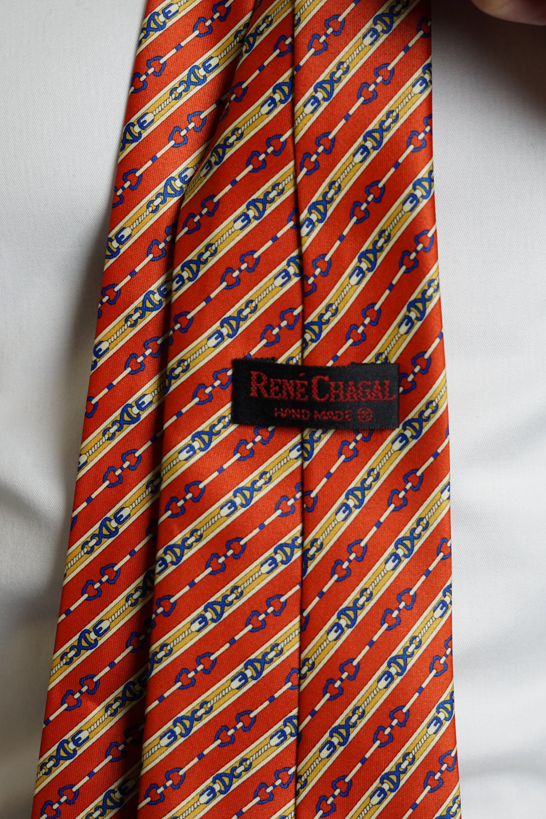 René Chagal Red Hand Made Vintage Silk Tie