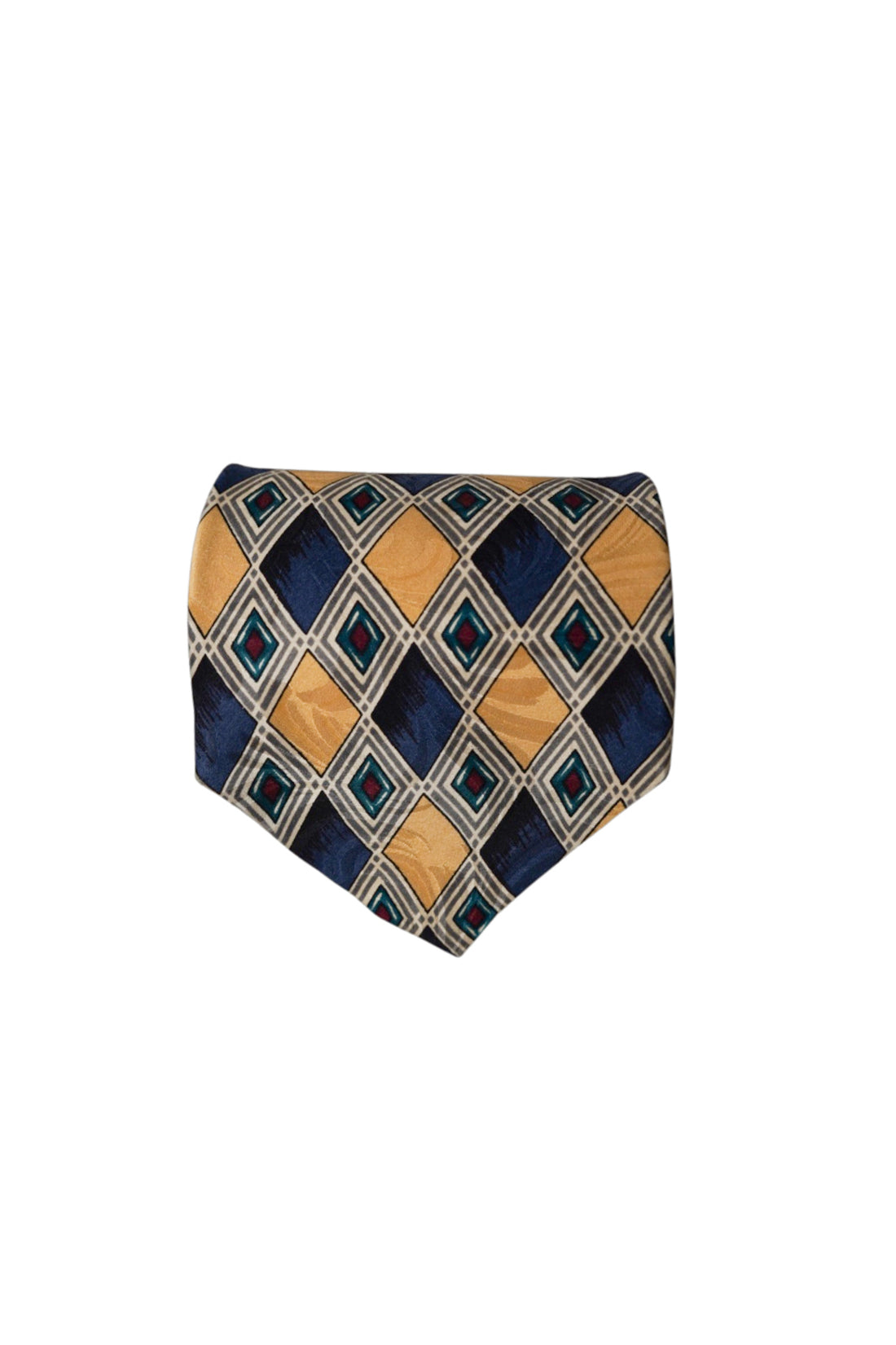 Sabitini Vintage Yellow and Navy Harlequin Silk Tie