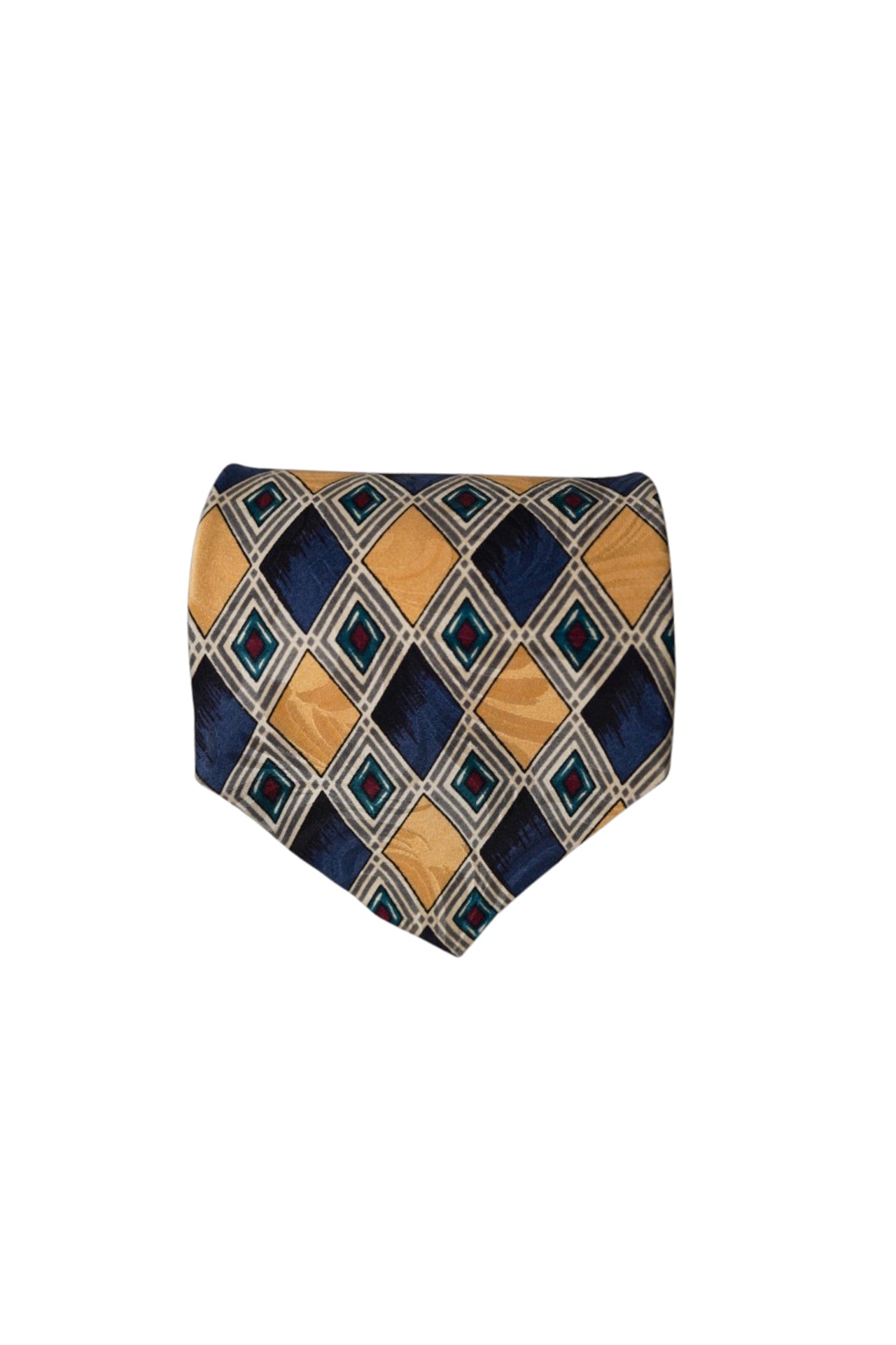 Sabitini Vintage Yellow and Navy Harlequin Silk Tie