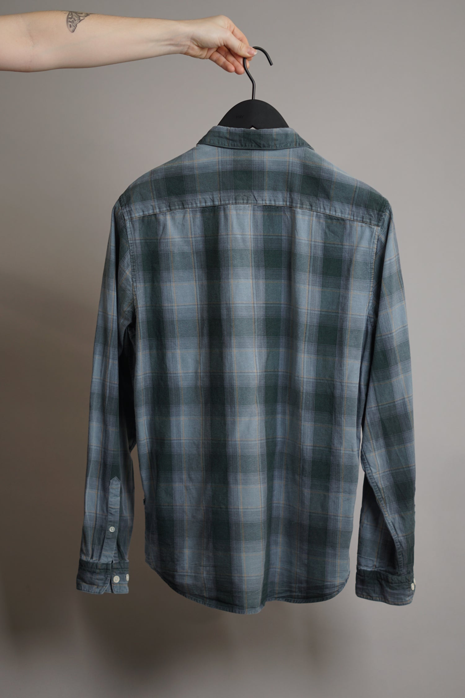 NN07 Green and Blue Falk Checkered Slim Cotton Shirt