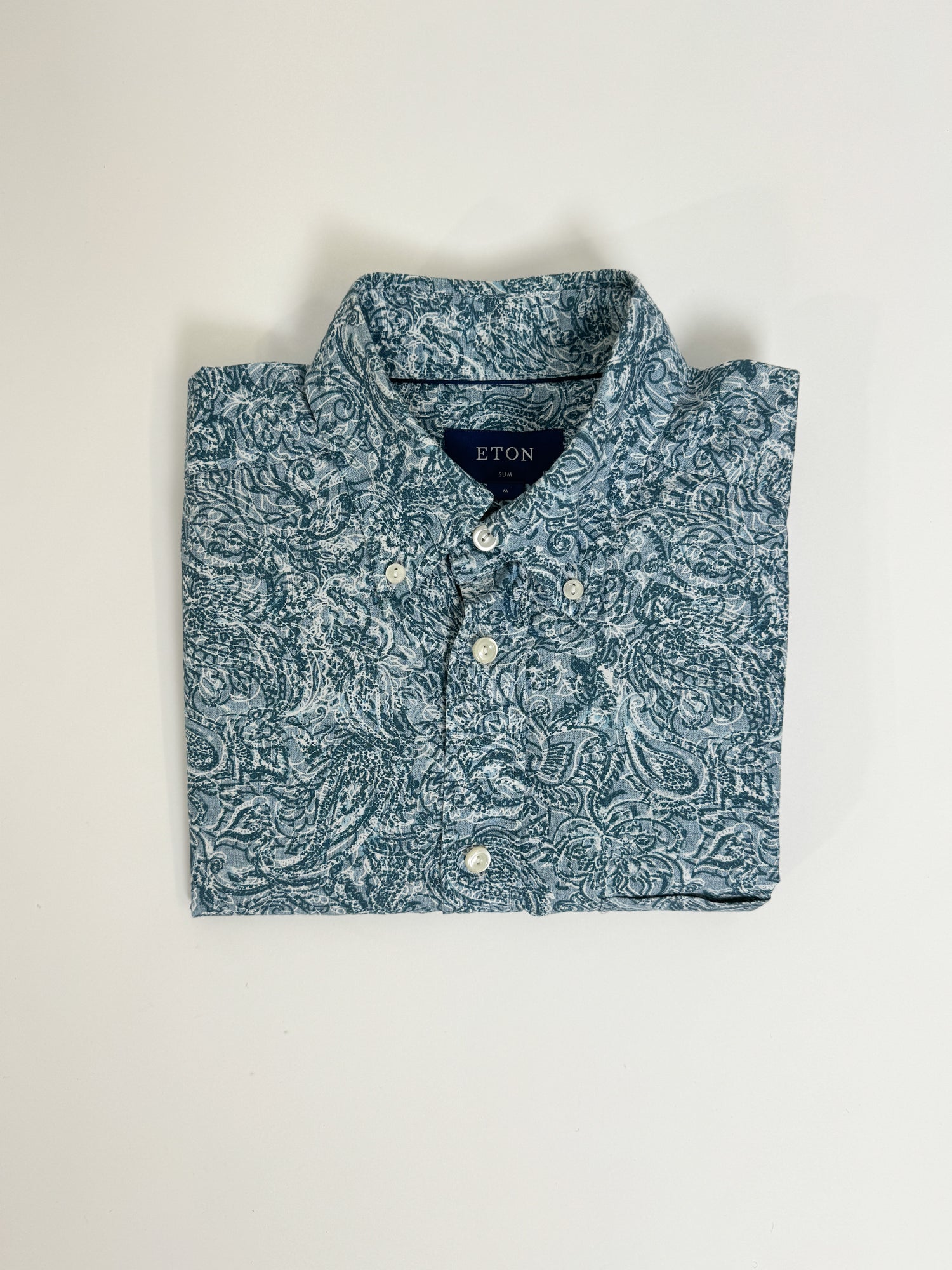 Eton Light Blue Flower Pattern Slim Shirt