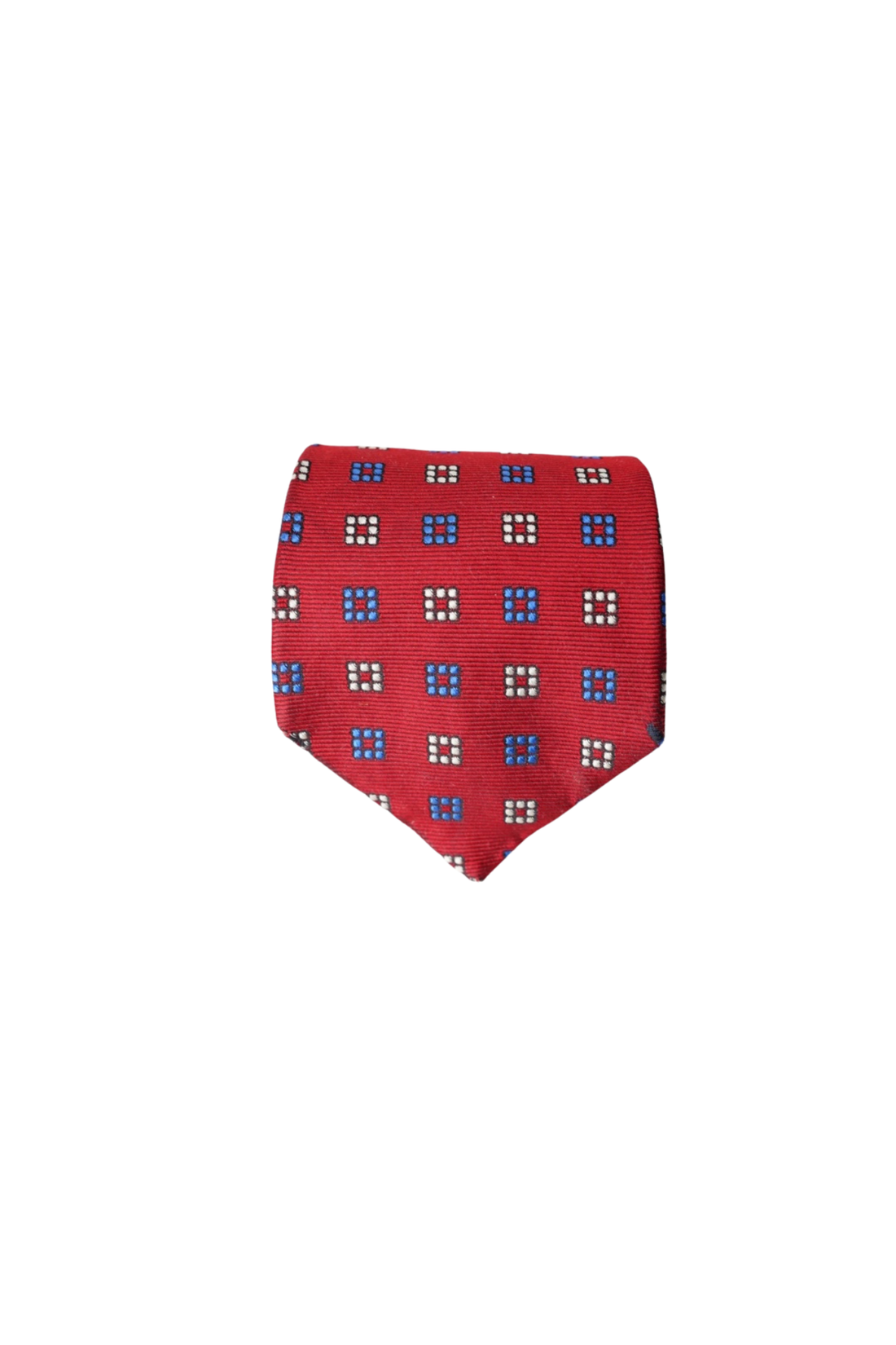 Hilditch &amp; Key Red, Blue and Cream Square Dotted Silk Tie