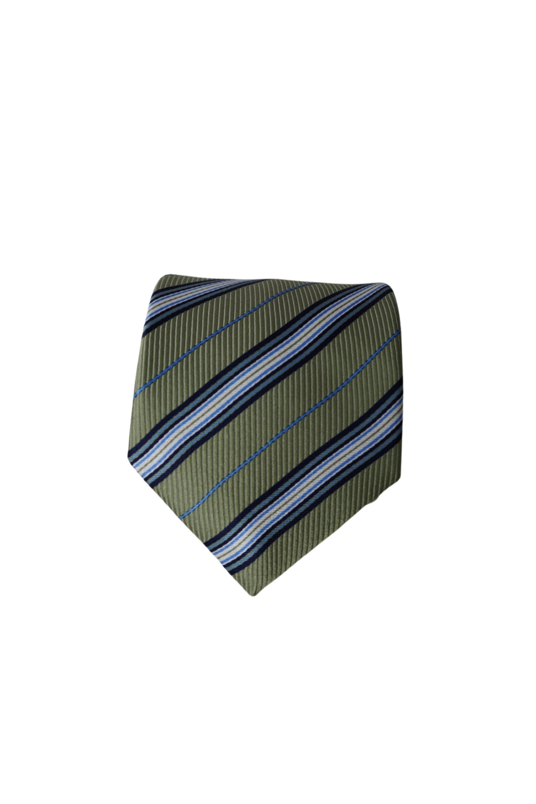 Eton Green and Blue Striped Silk Tie